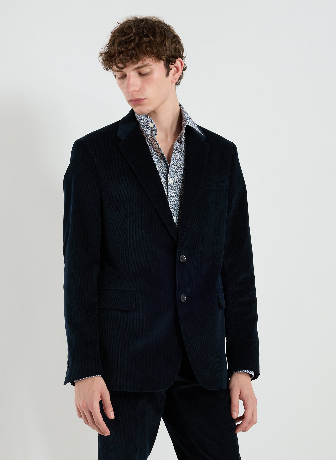 AU PRINTEMPS PARIS Corduroy wool blend suit Blue