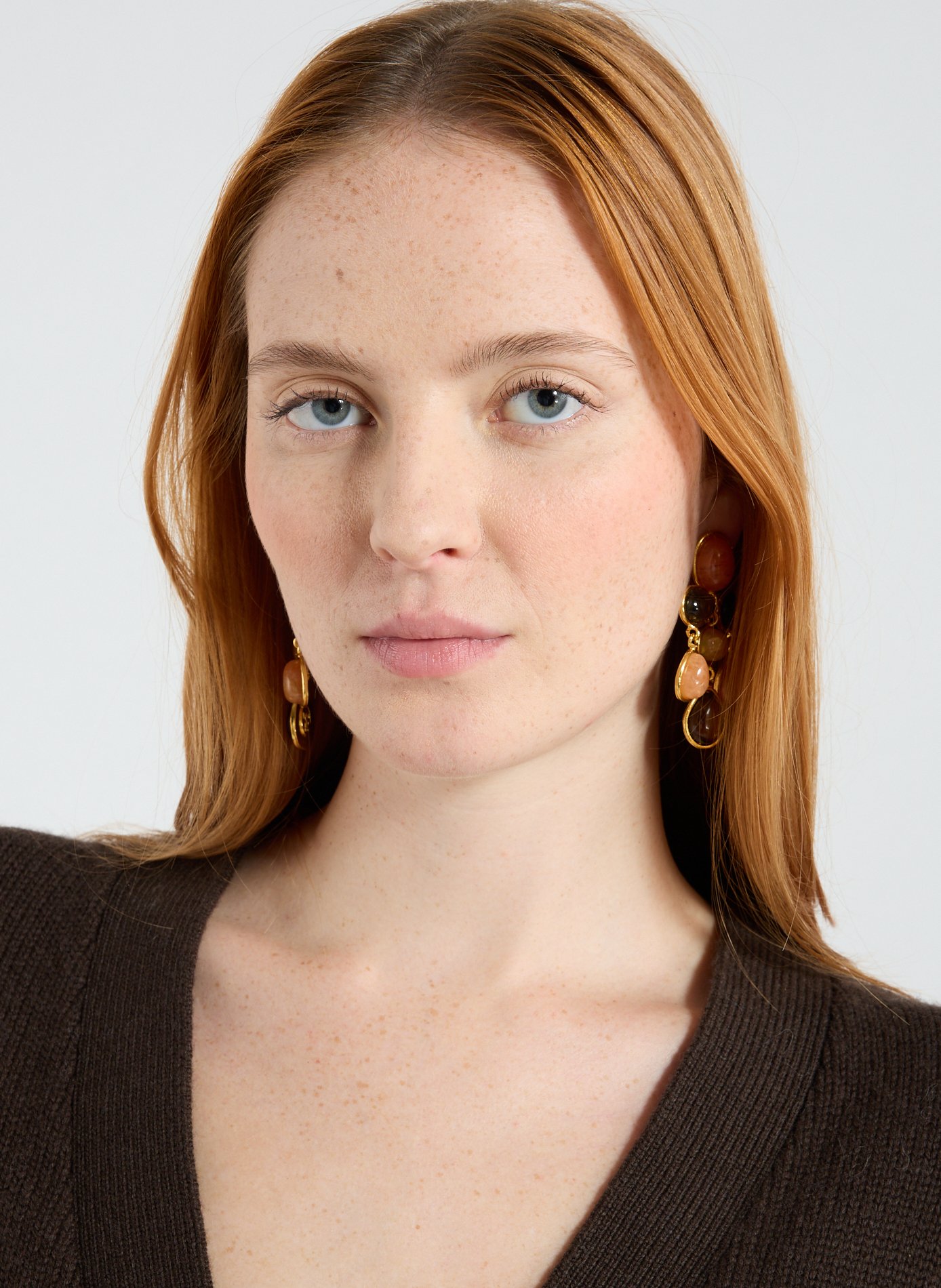 Boucles d'oreille pendantes en laiton et pierre SYLVIA TOLEDANO Multicolore