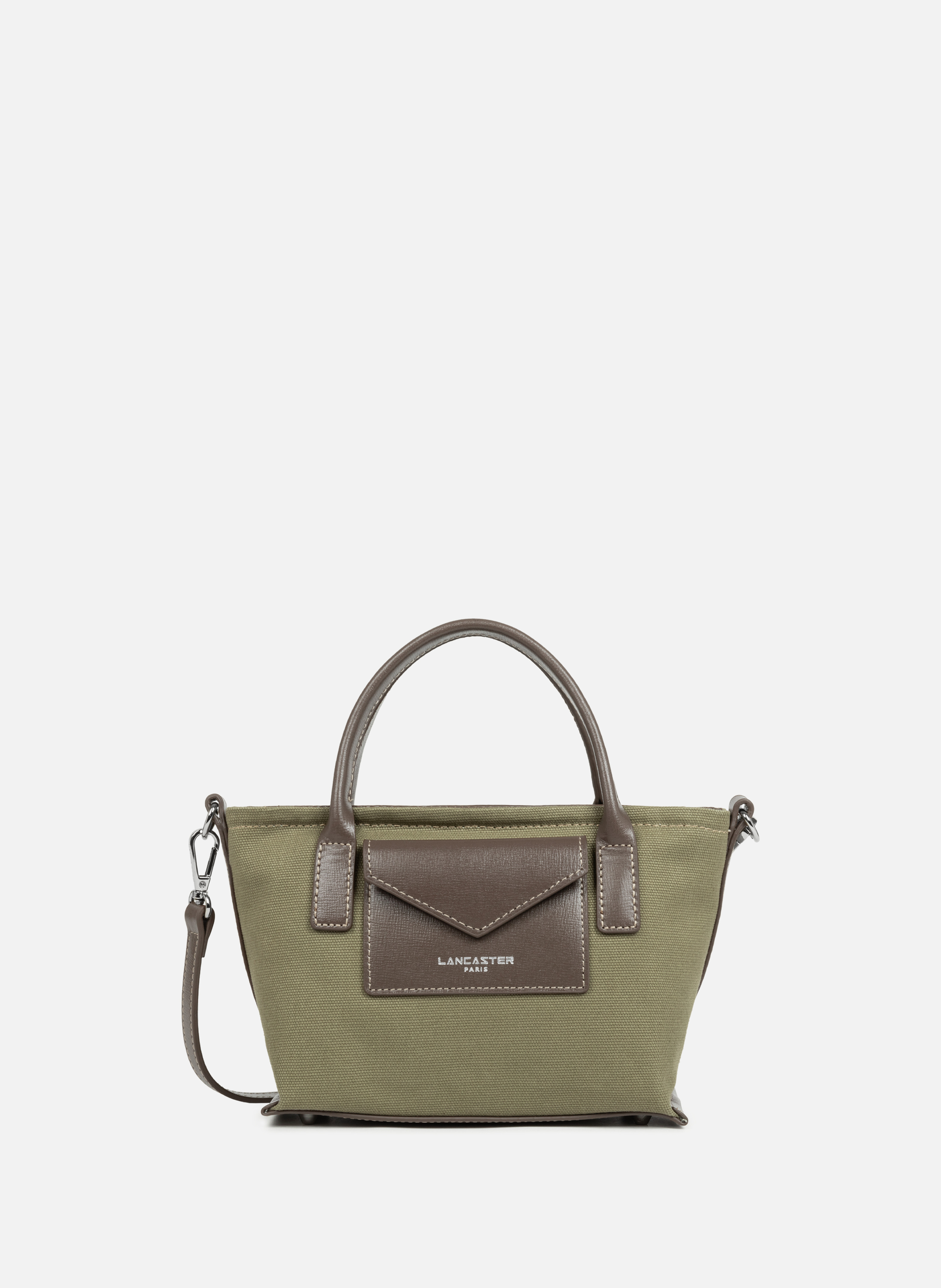 Mini sac cabas main - canvas kba Kaki by LANCASTER LANCASTER Mini sac cabas main - canvas kba Kaki