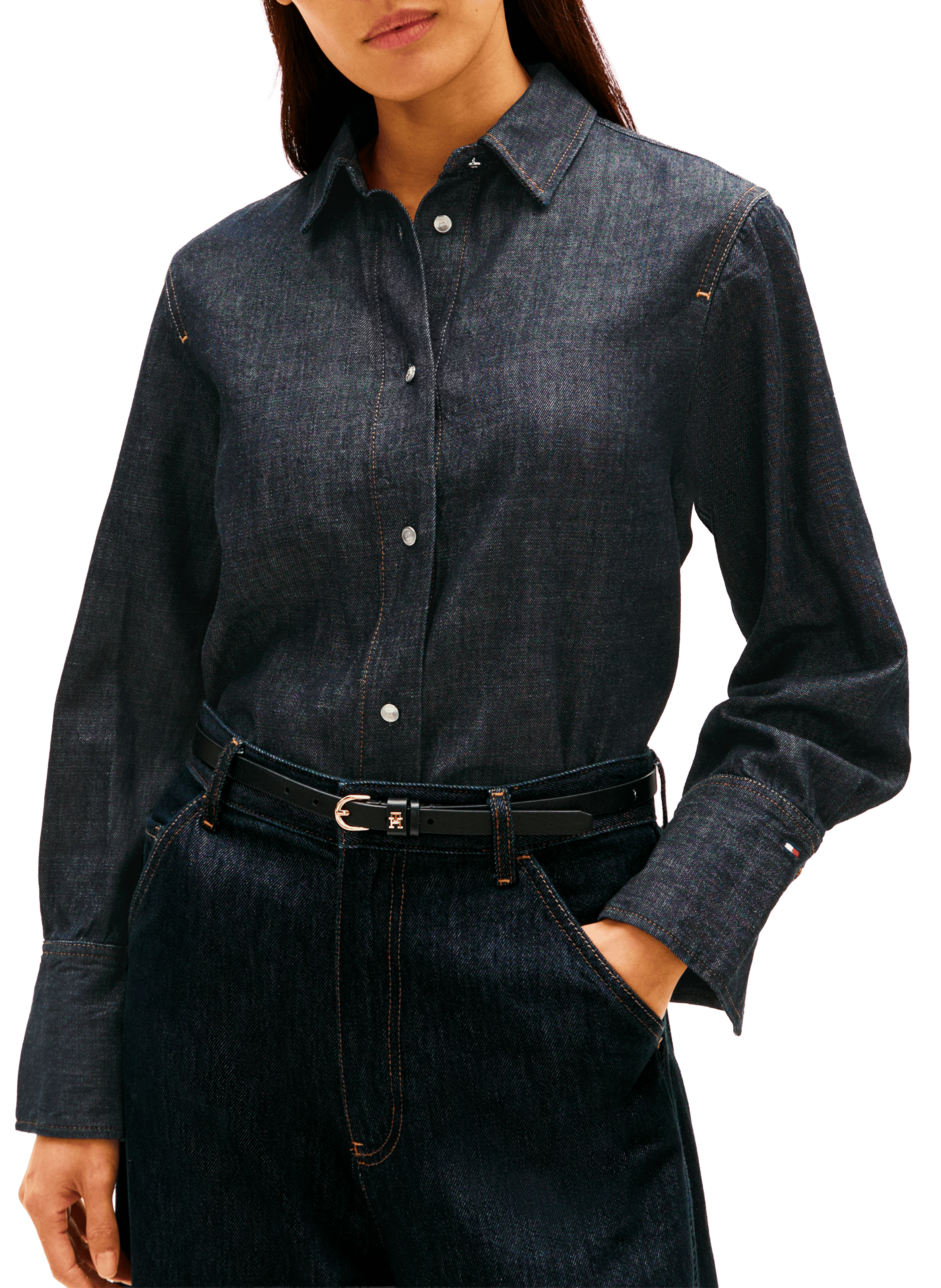 Chemise en denim de coton mélangé TOMMY HILFIGER Bleu