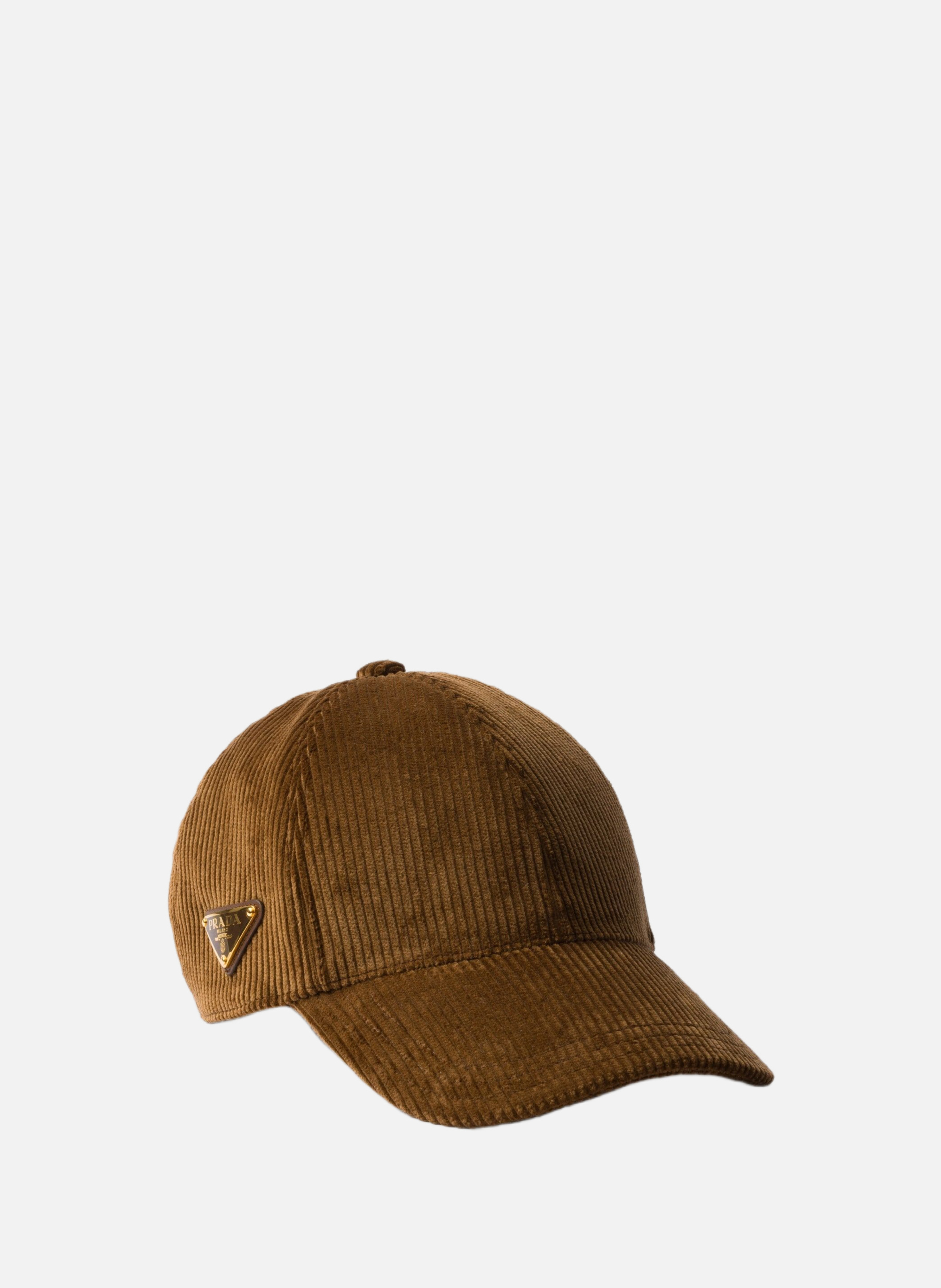 Casquette de base-ball en velours côtelé PRADA Marron