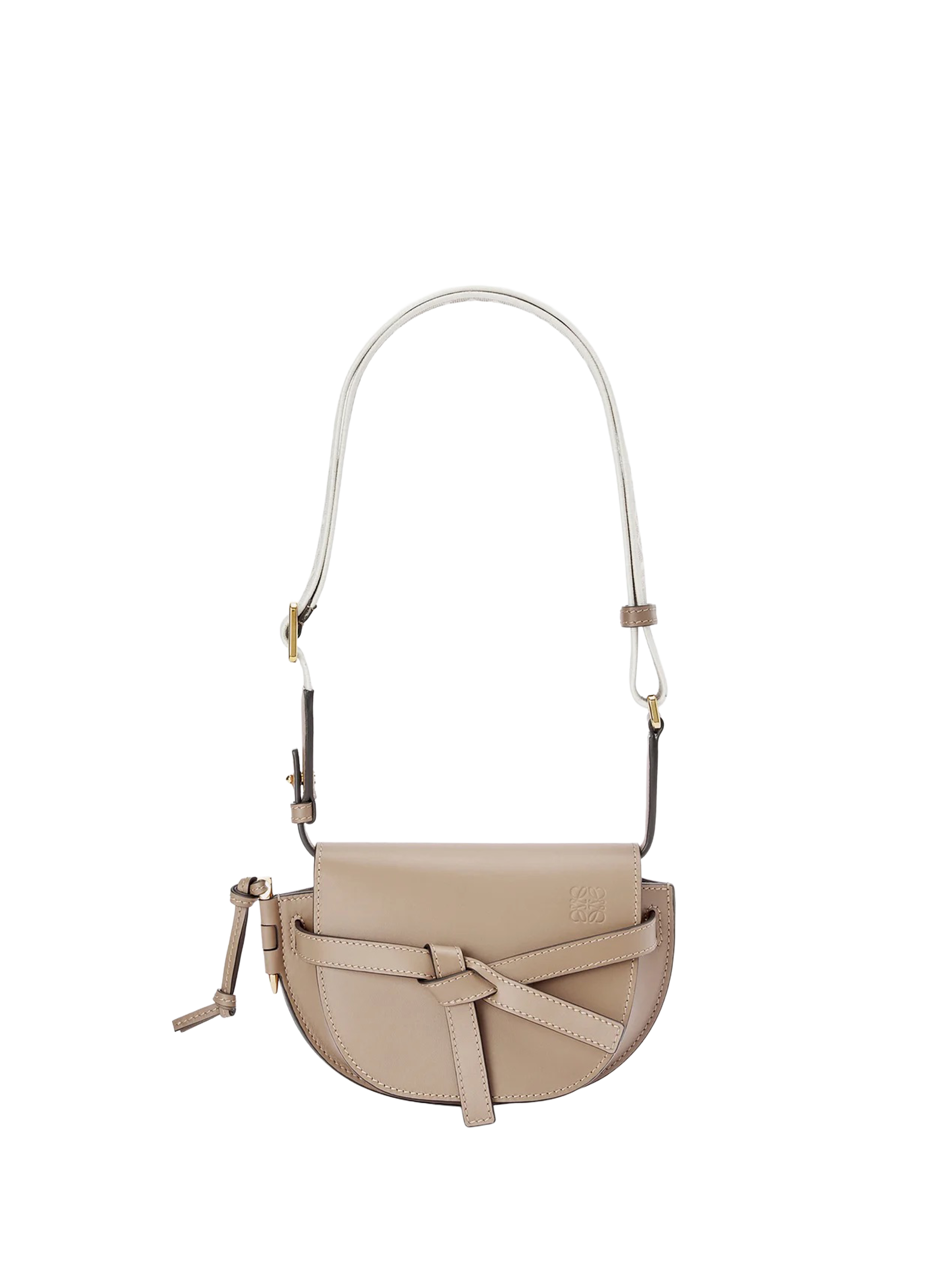 Sac Gate Dual modèle Mini en cuir de veau souple et jacquard LOEWE Beige