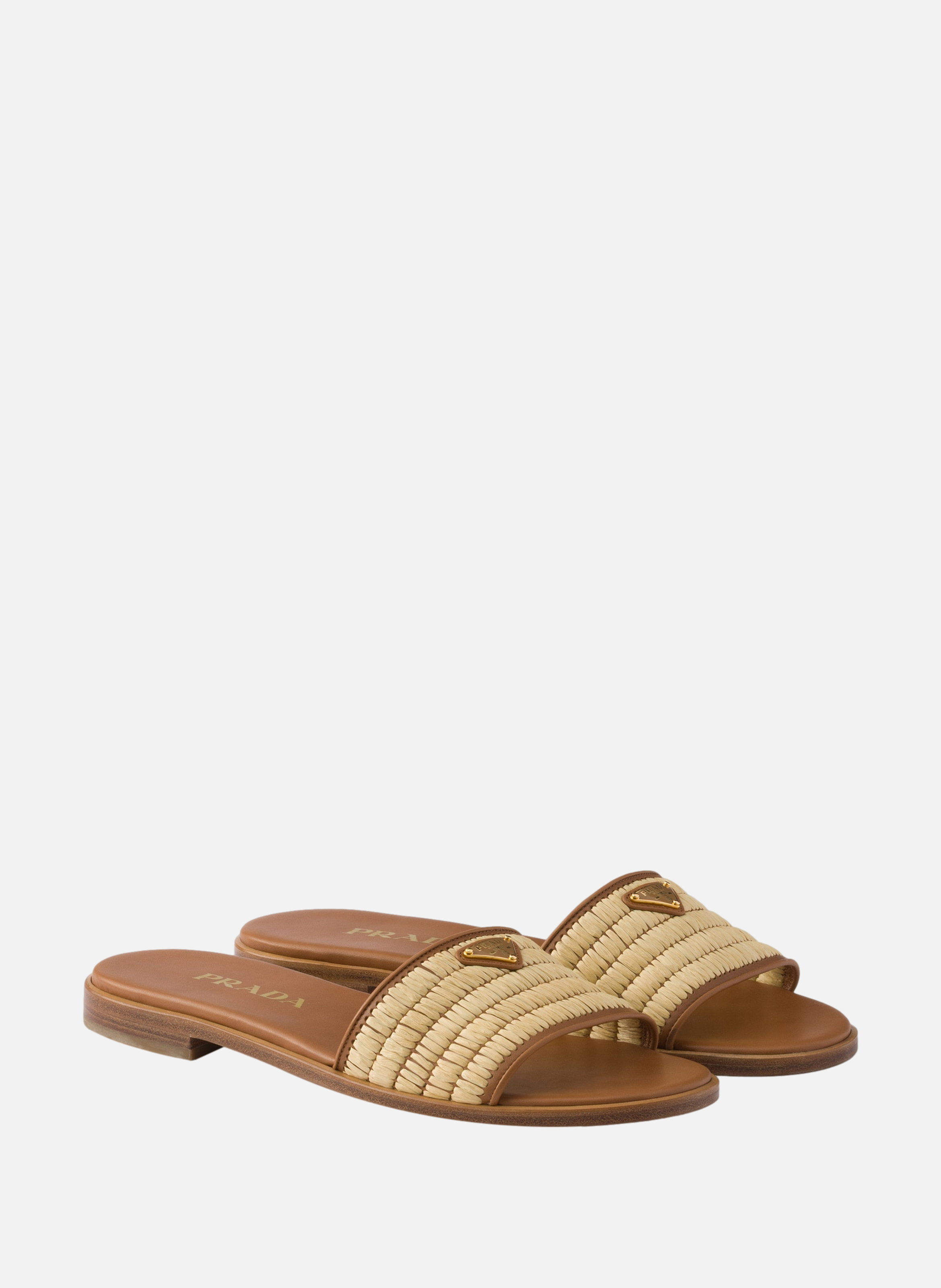 Mules en cuir et crochet PRADA Beige