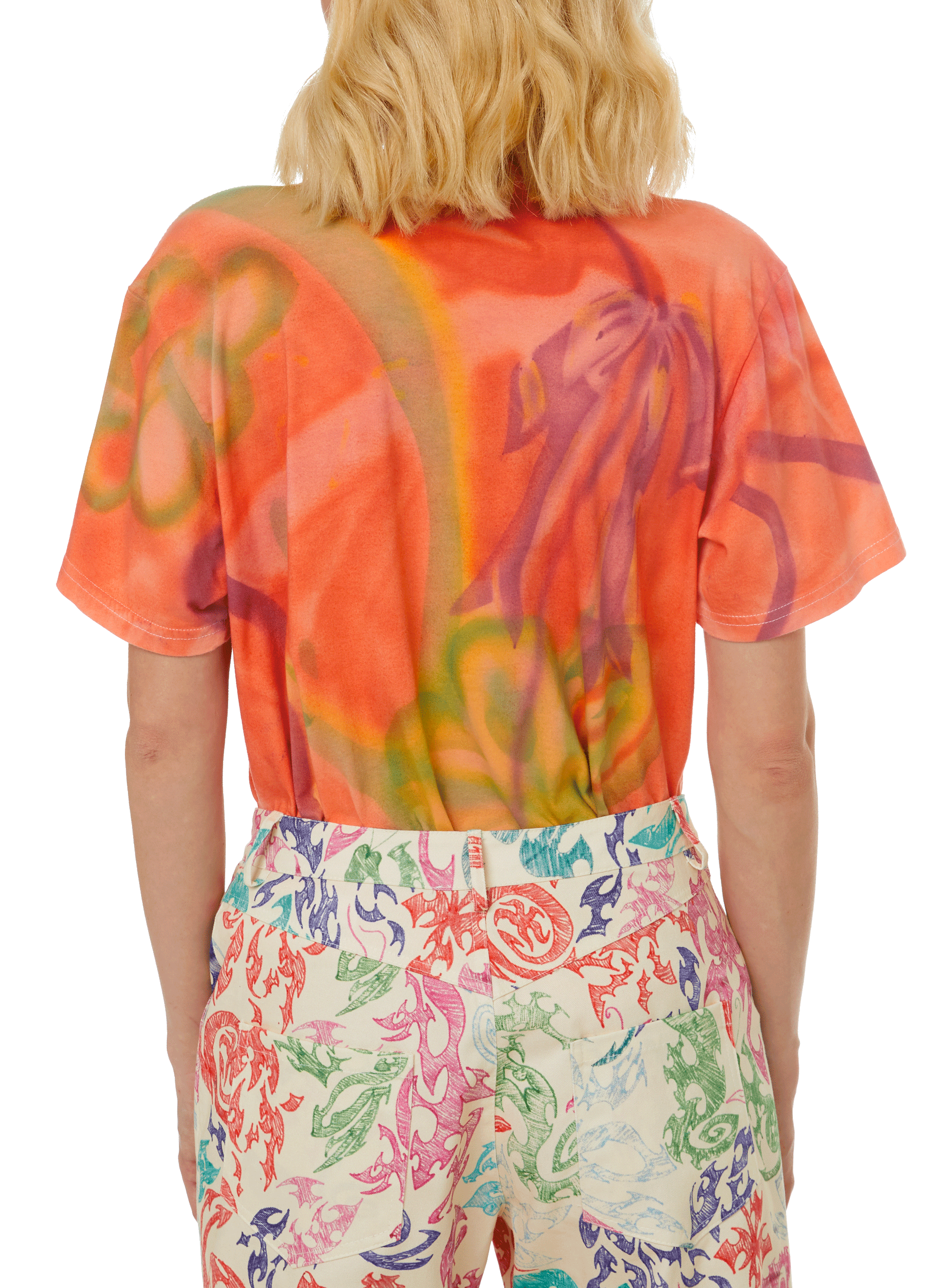 T-shirt imprimé avec noeud en coton organique COLLINA STRADA Orange