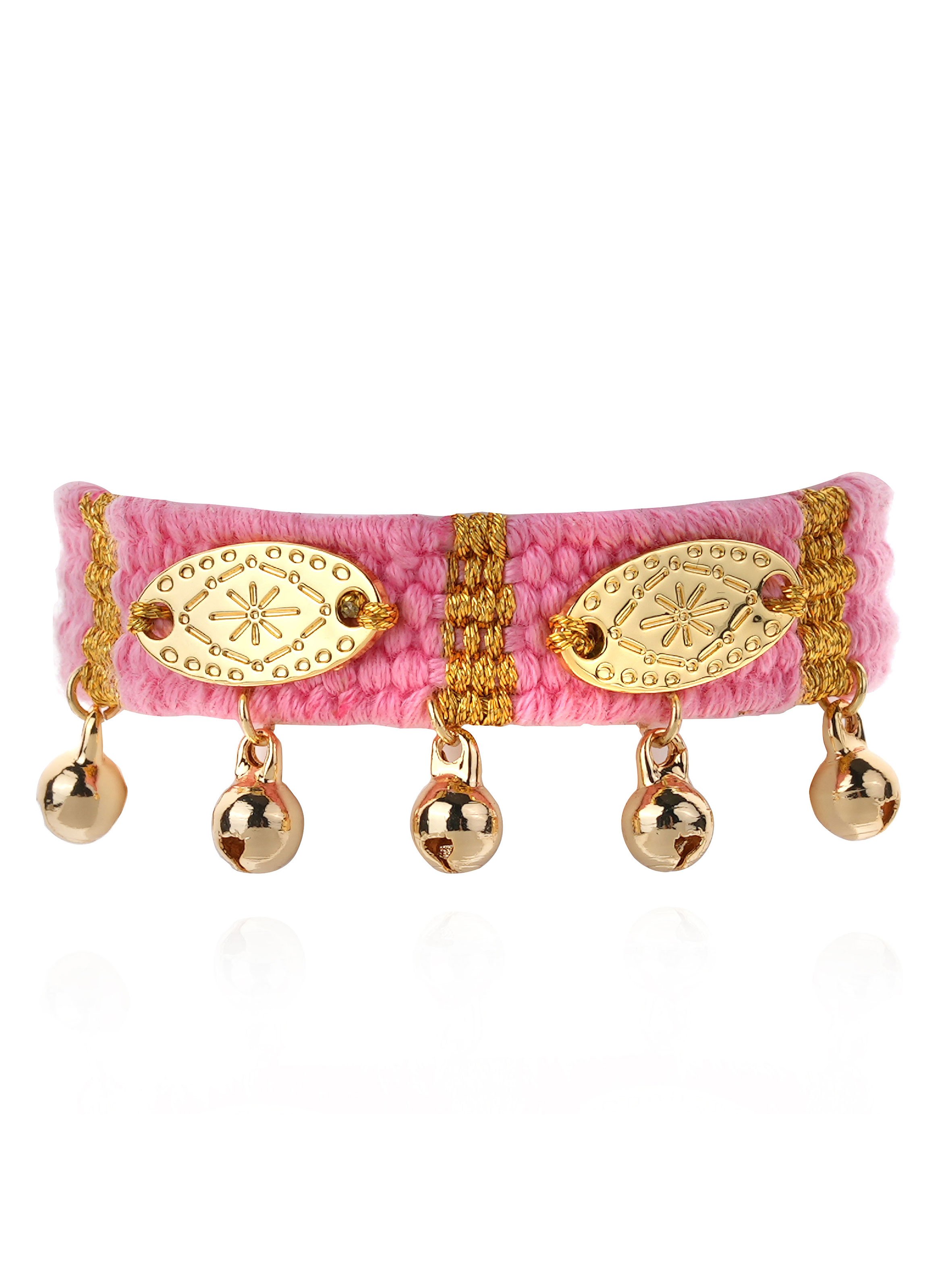 Bracelet en tissu coloré réglable avec pampilles todobem HIPANEMA Rose