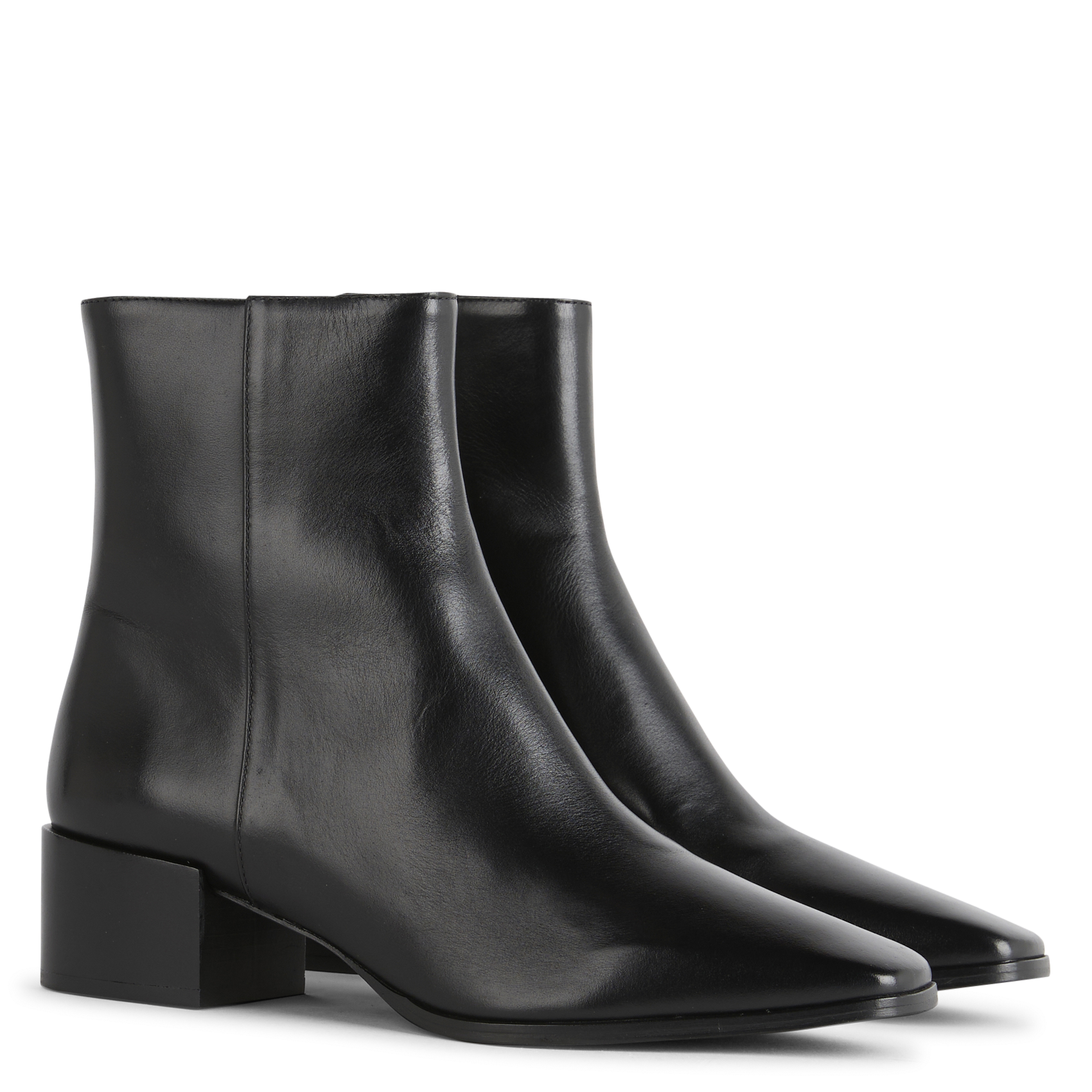 Bottines à petits talons en cuir n°406 RIVECOUR Noir