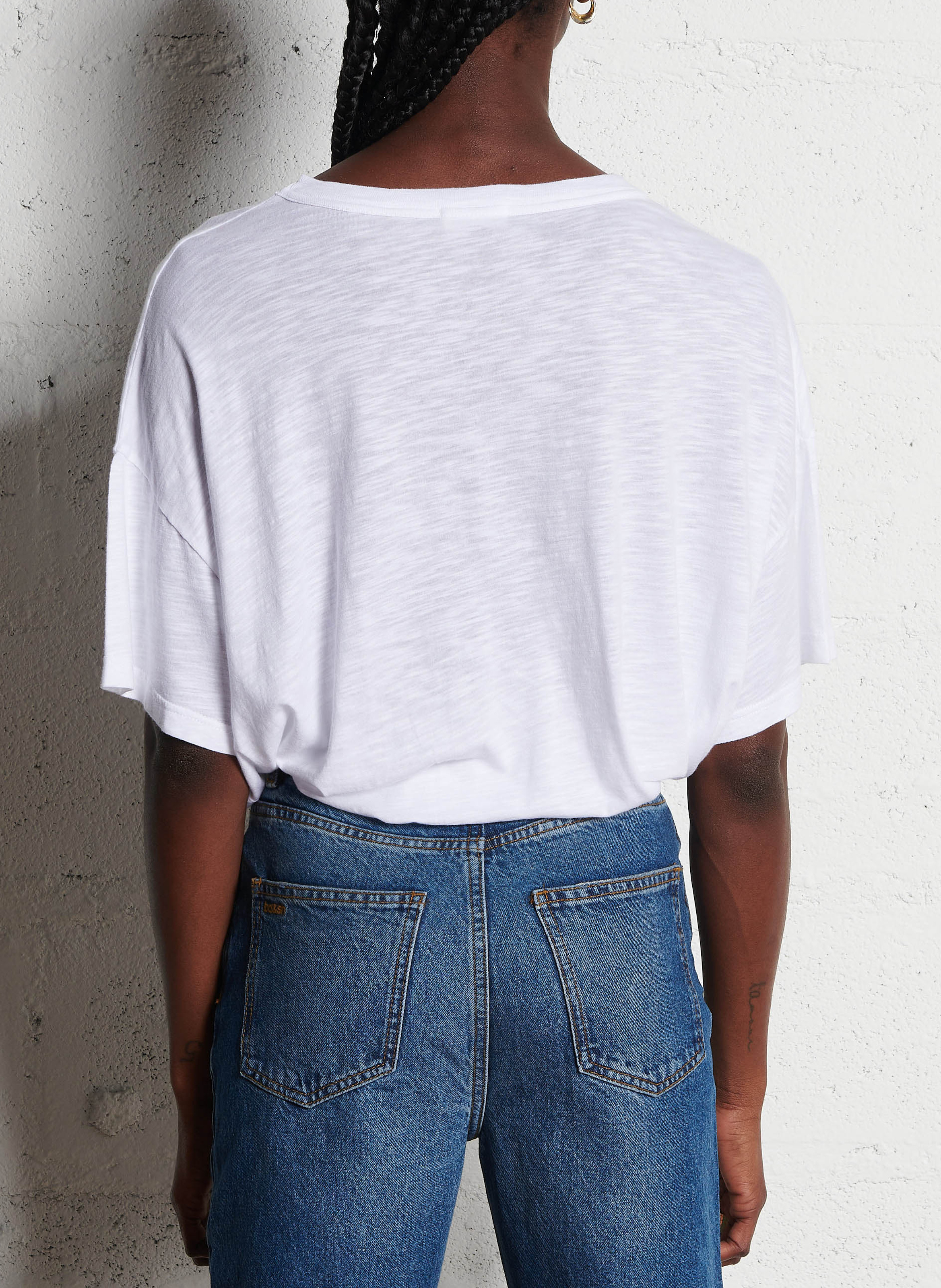 Tee-shirt col rond ample en coton mélangé jacksonville AMERICAN VINTAGE Blanc