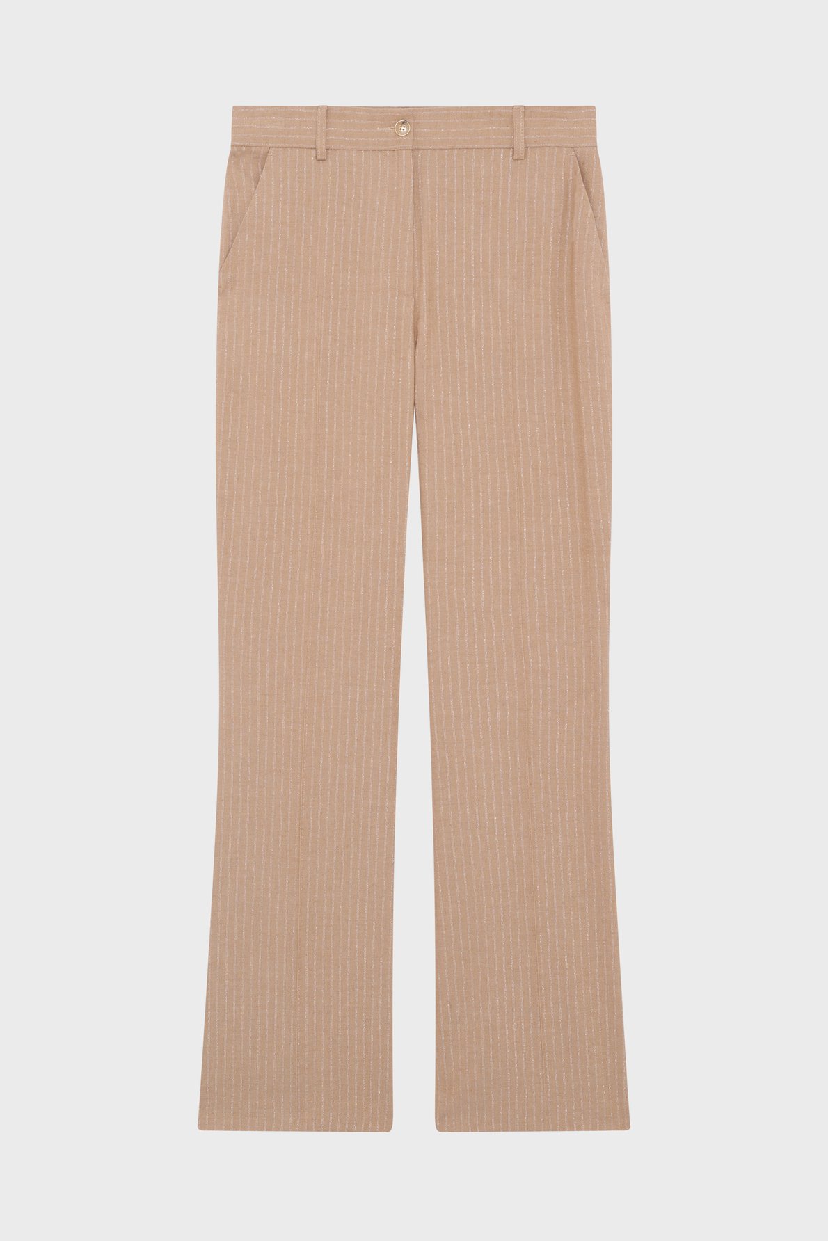 Pantalon de tailleur à fines rayures en lurex - BRIANA PABLO Beige