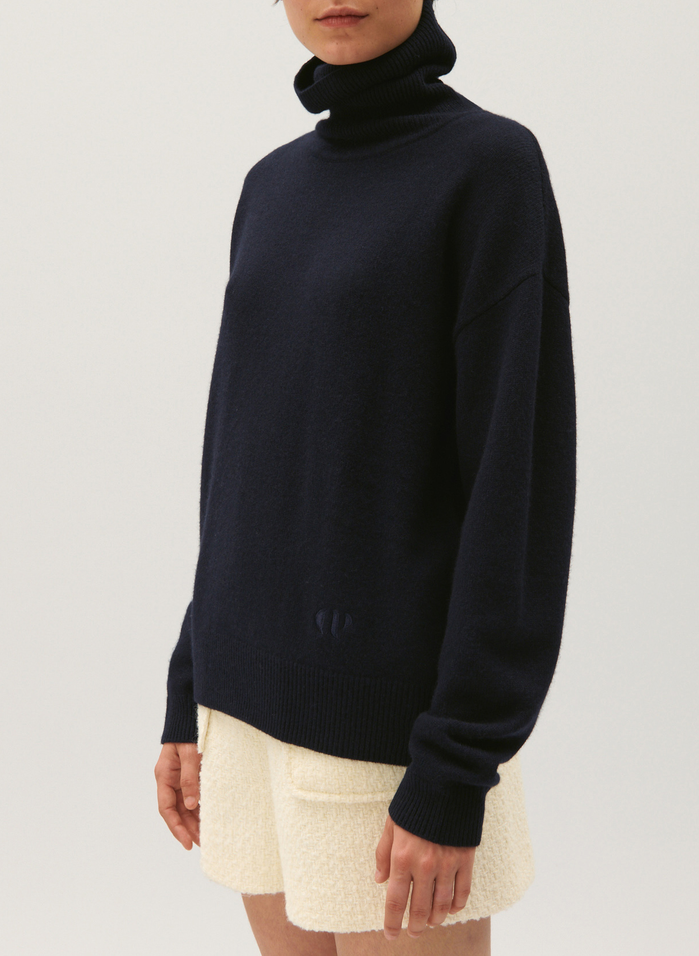 Pull col roulé droit en cachemire CLAUDIE PIERLOT Bleu