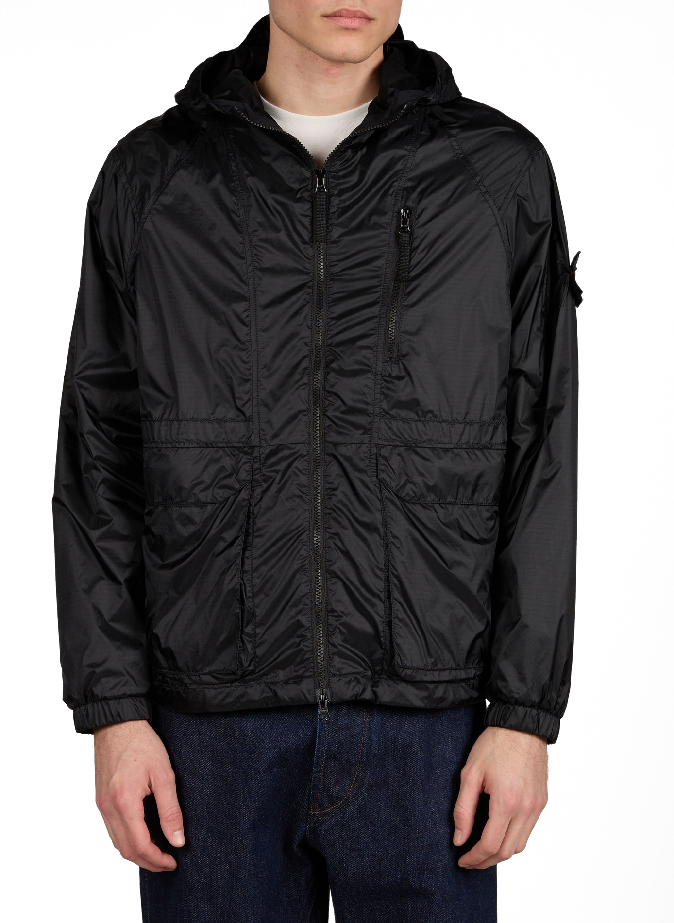 Hooded waterproof jacket STONE ISLAND Blue