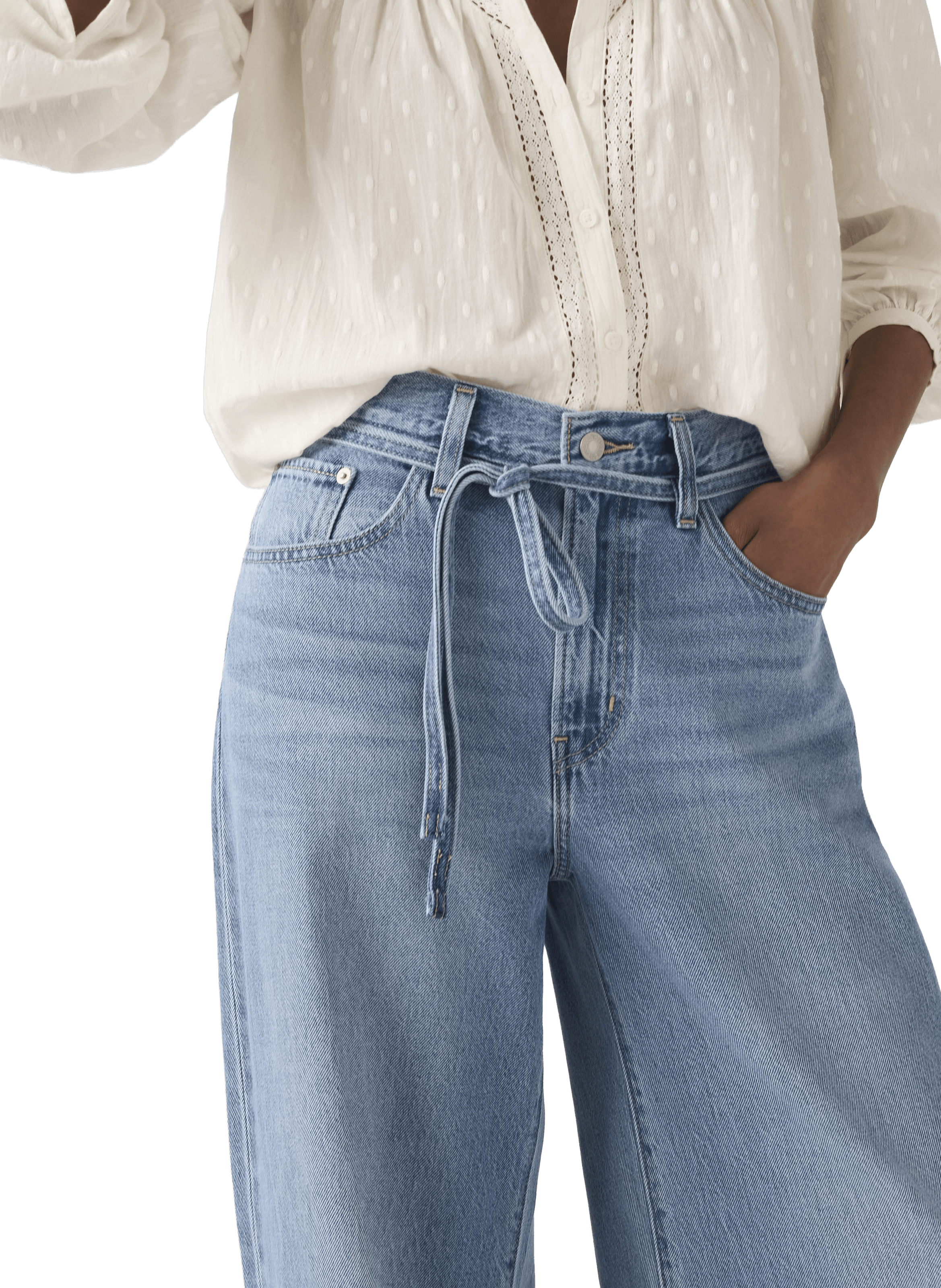 Jean large taille mi-haute en coton mélangé LEVI'S Bleu