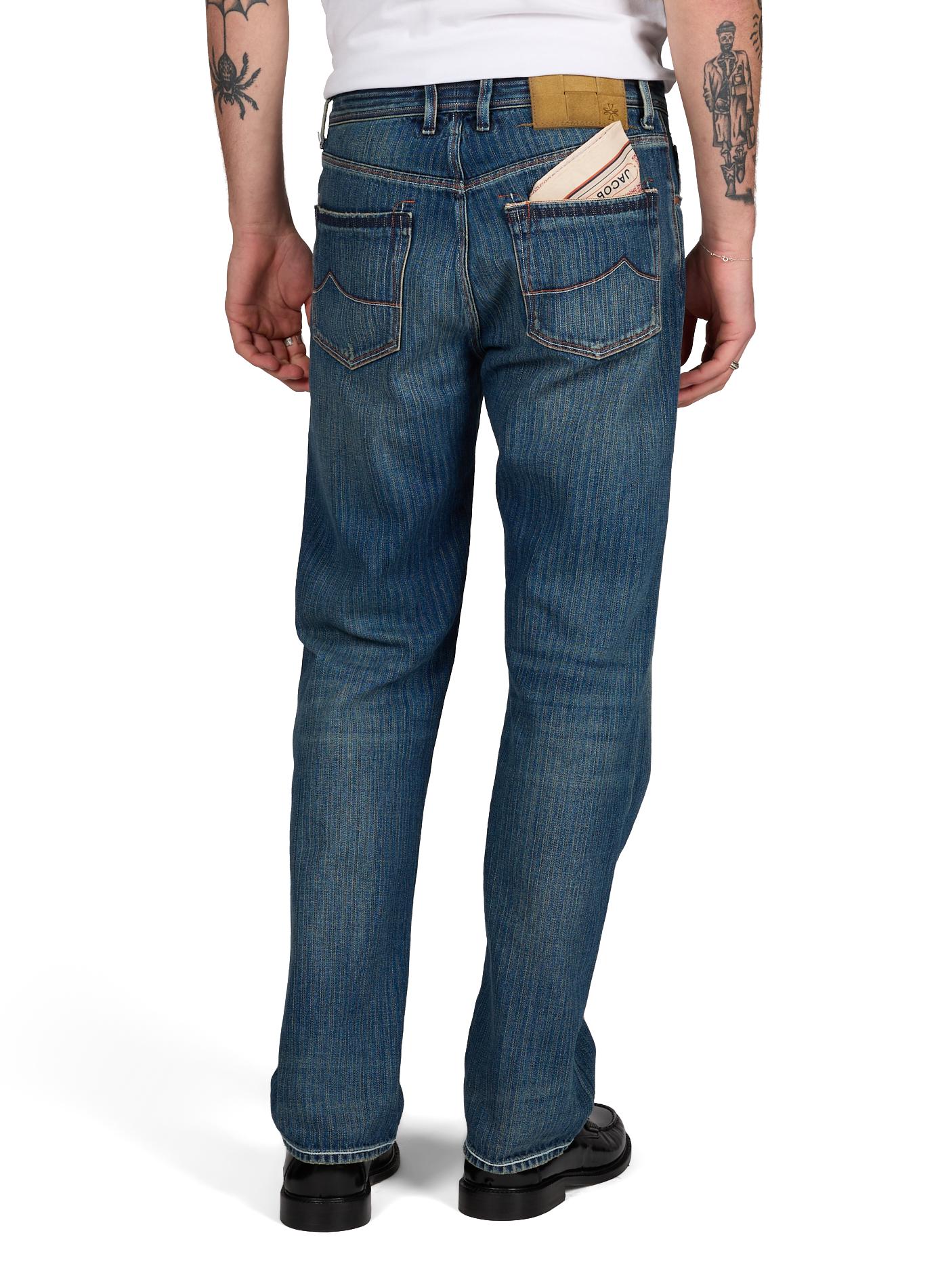 Straight Leg Distressed Cotton Jeans JACOB COHEN Blue