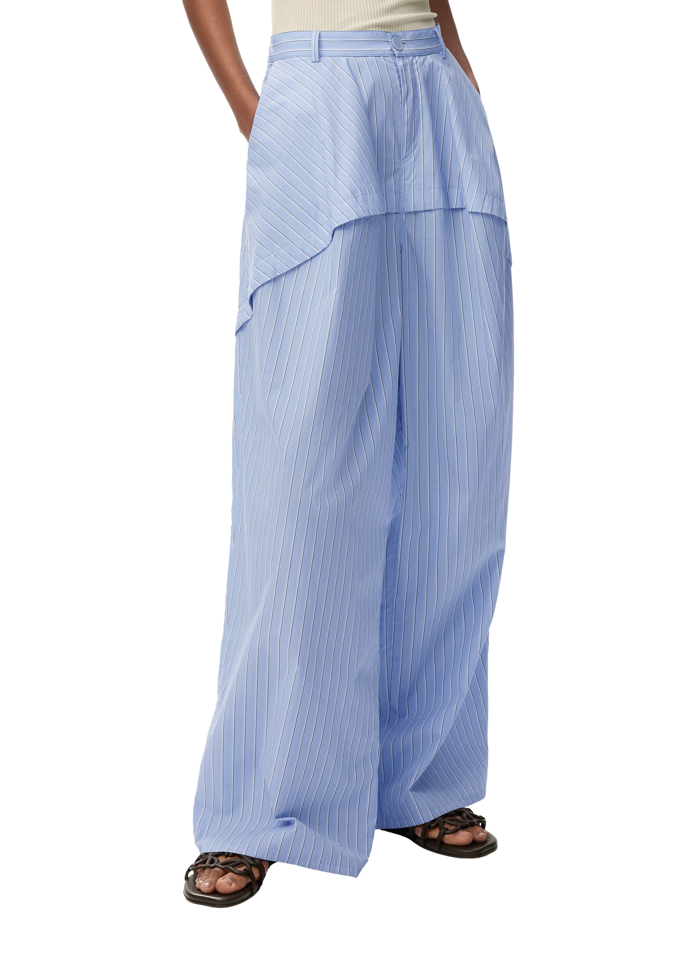 Pantalon en popeline de coton rayée LOEWE Bleu