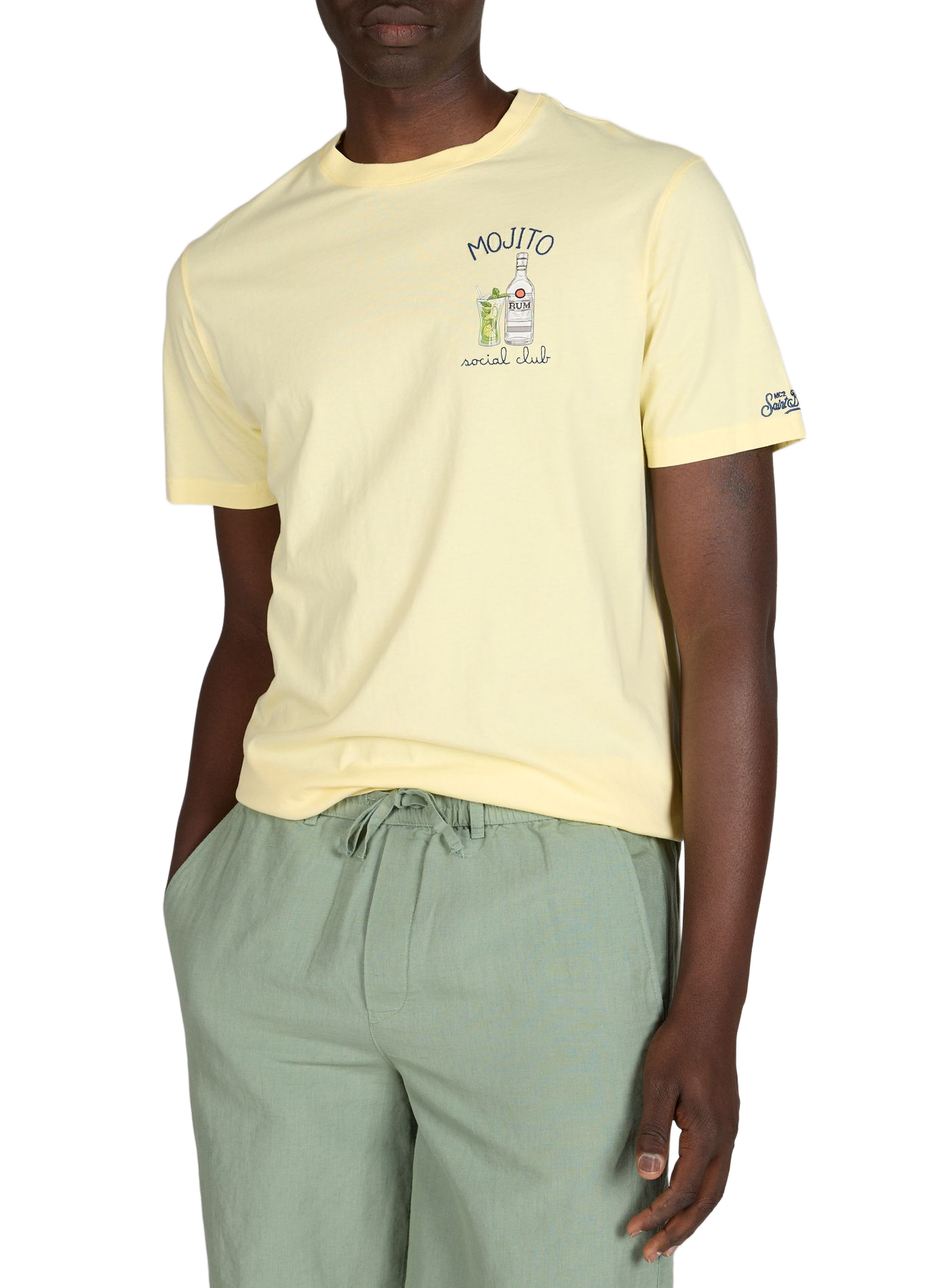 Embroidered round neck cotton T-shirt MC2 SAINT BARTH Yellow