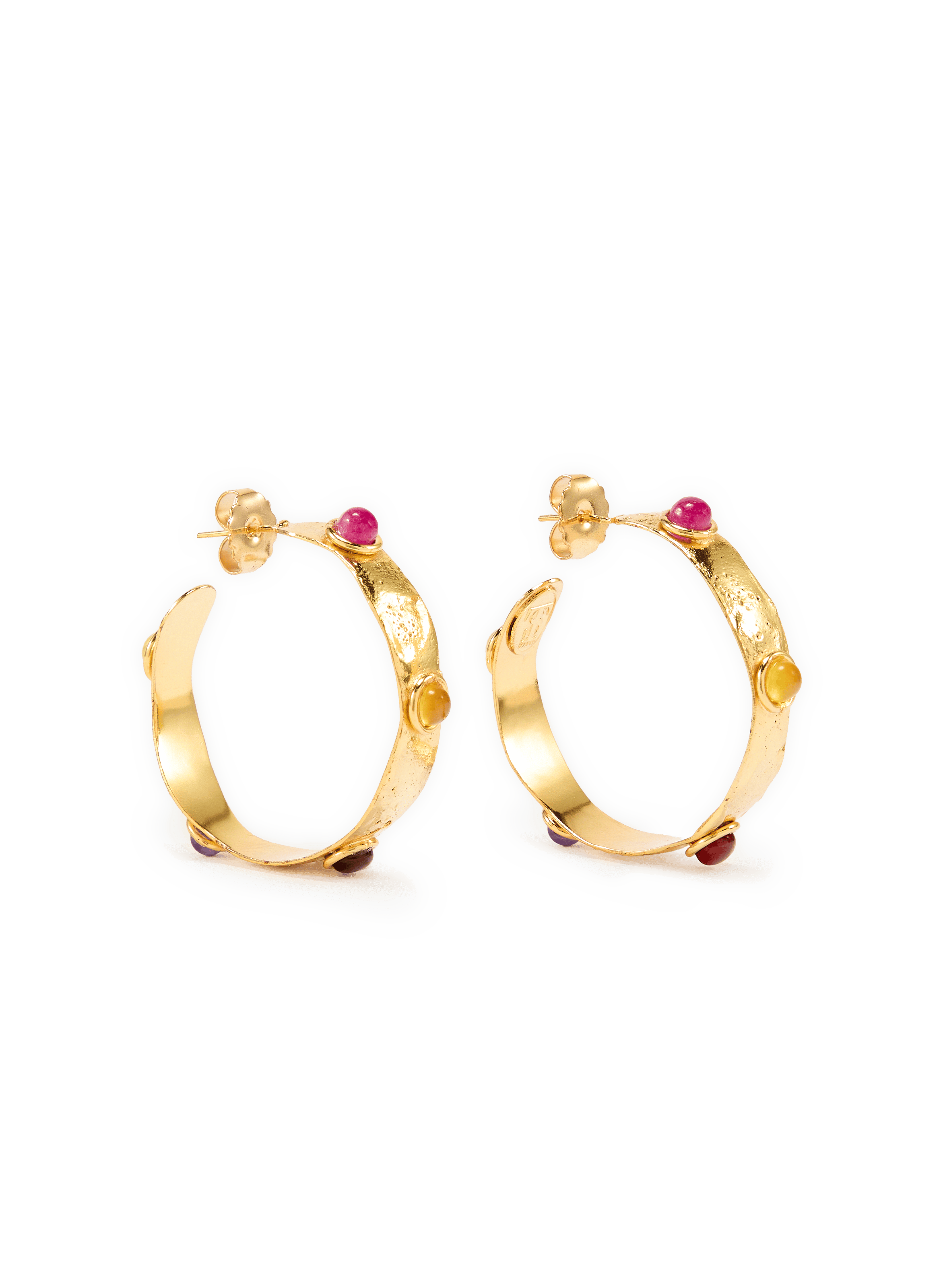 Earrings in brass and natural stones SYLVIA TOLEDANO Golden