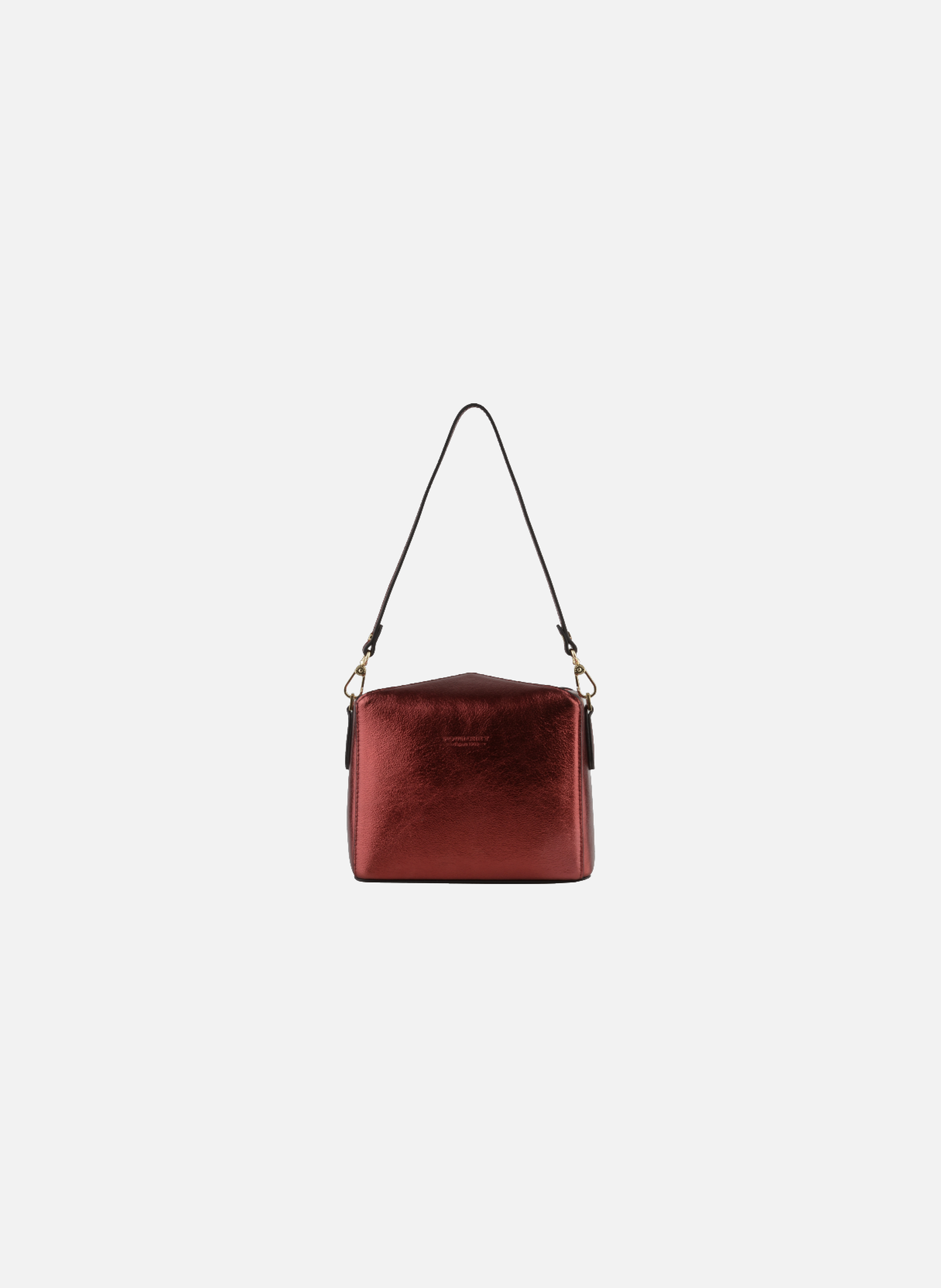 Cassetta metallic | sac porté crossbody en cuir de vachette POURCHET Rouge