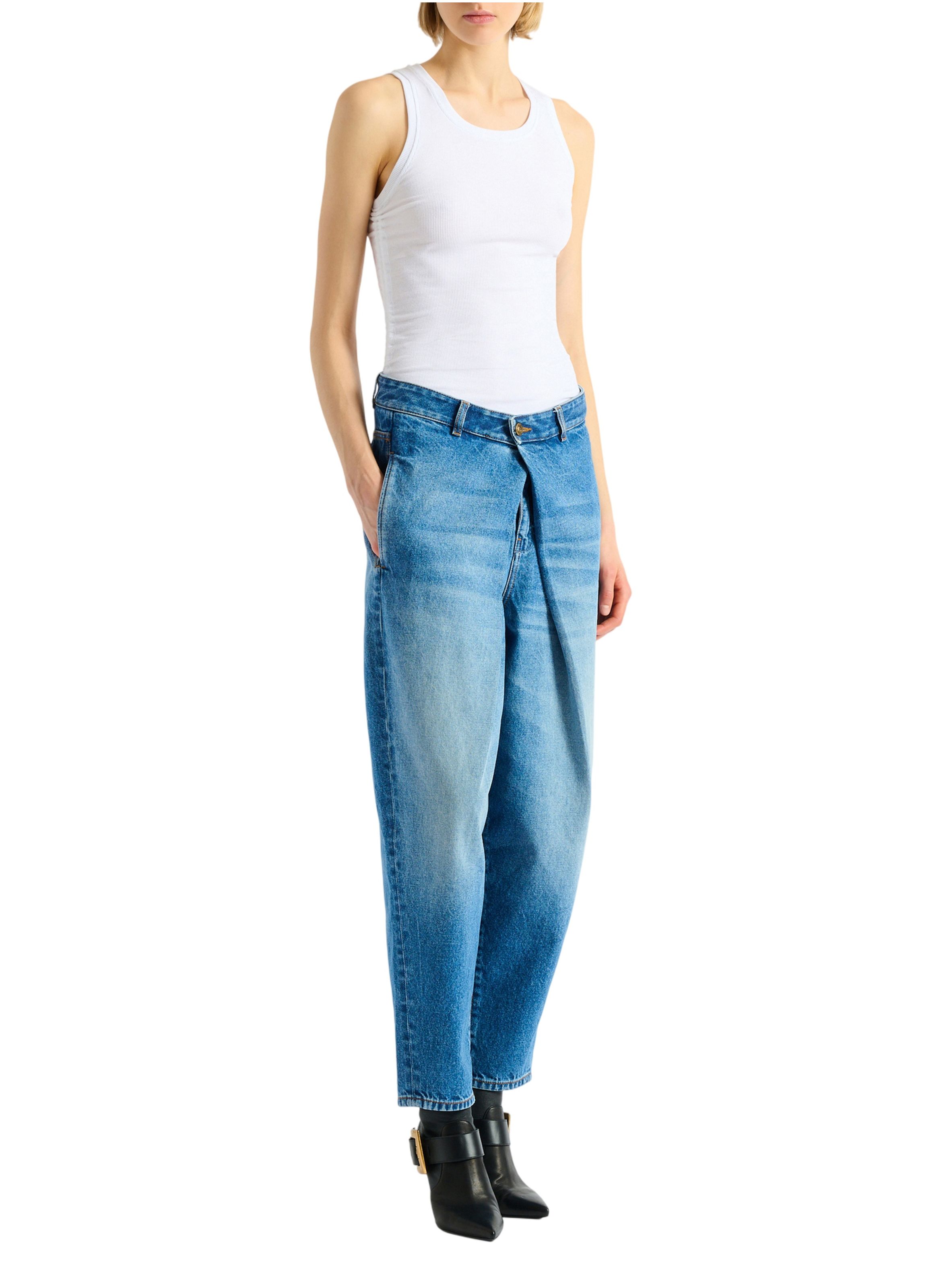 Jean barrel en denim BALMAIN Bleu