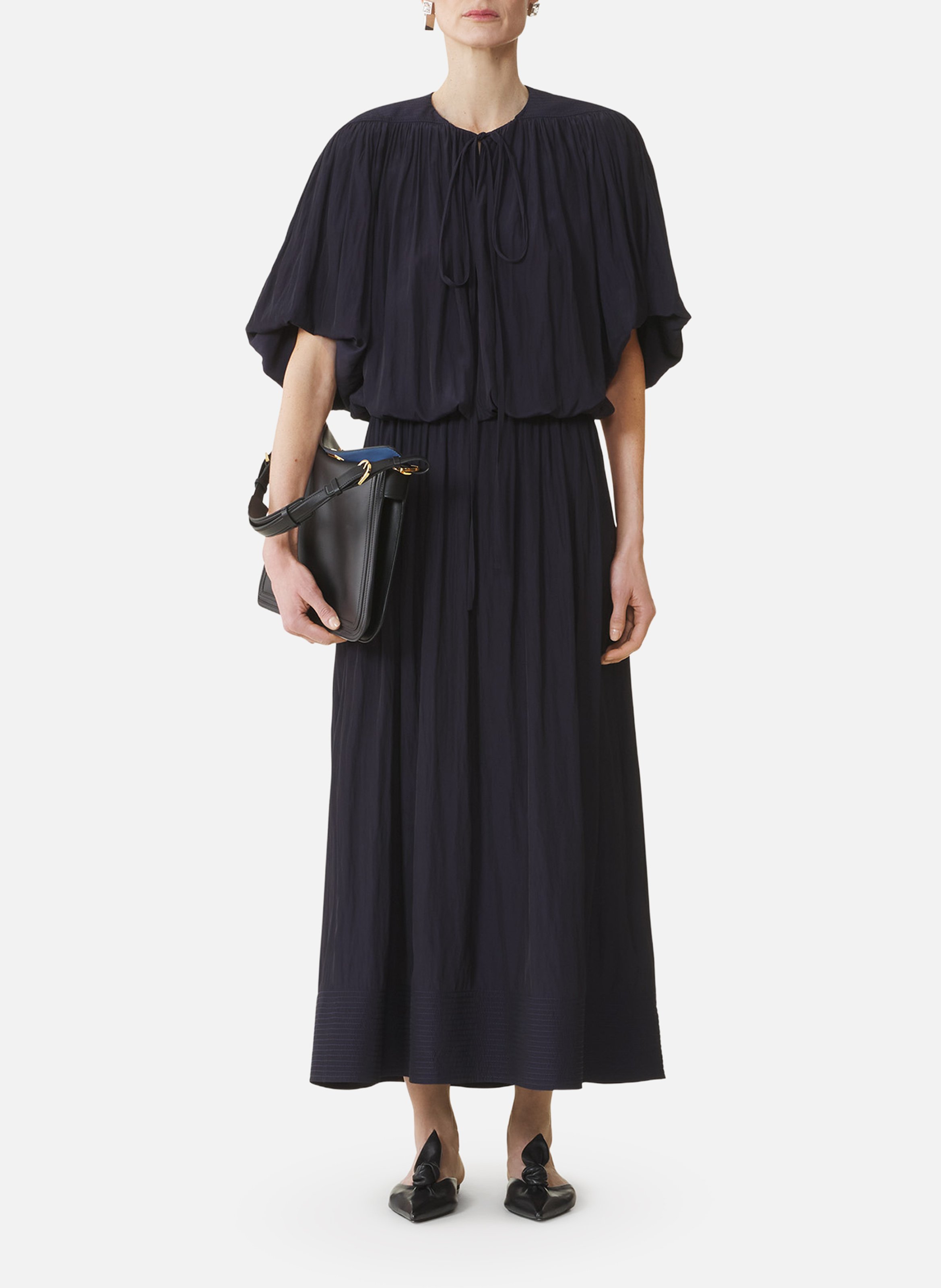 Robe midi en charmeuse LANVIN Bleu