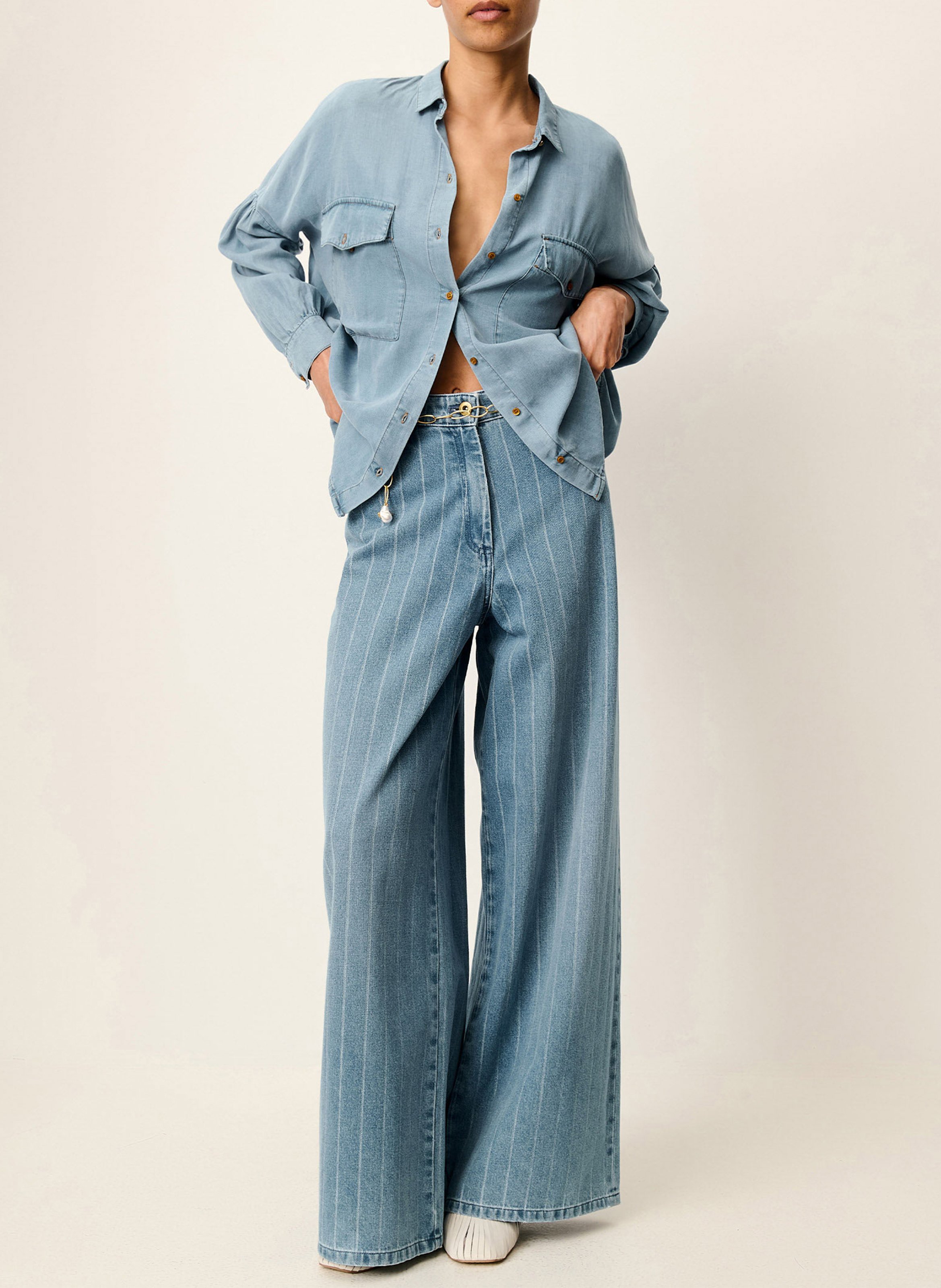 Chemise col classique en denim botania SESSUN Bleu