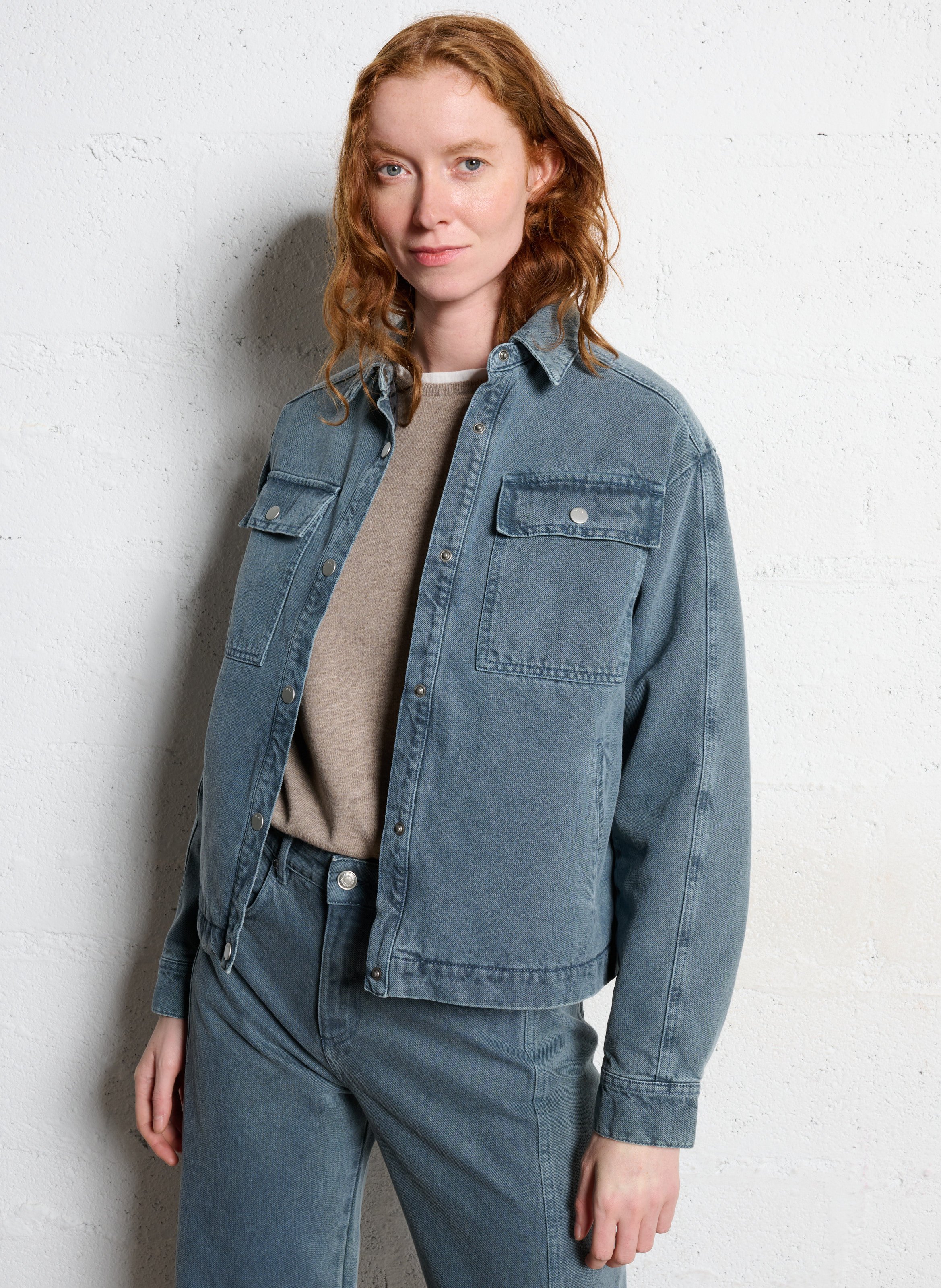 Veste en jean oversize en coton IKKS Bleu