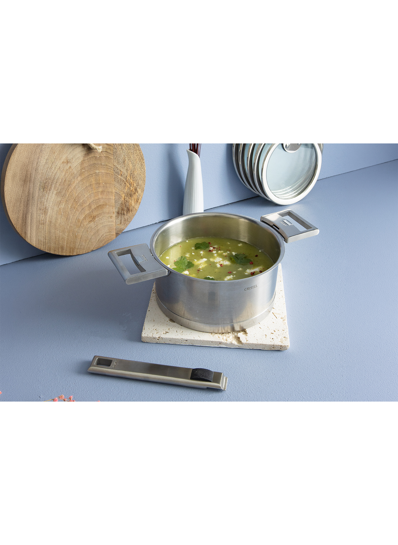 Lot de 3 casseroles Strate en inox CRISTEL Gris