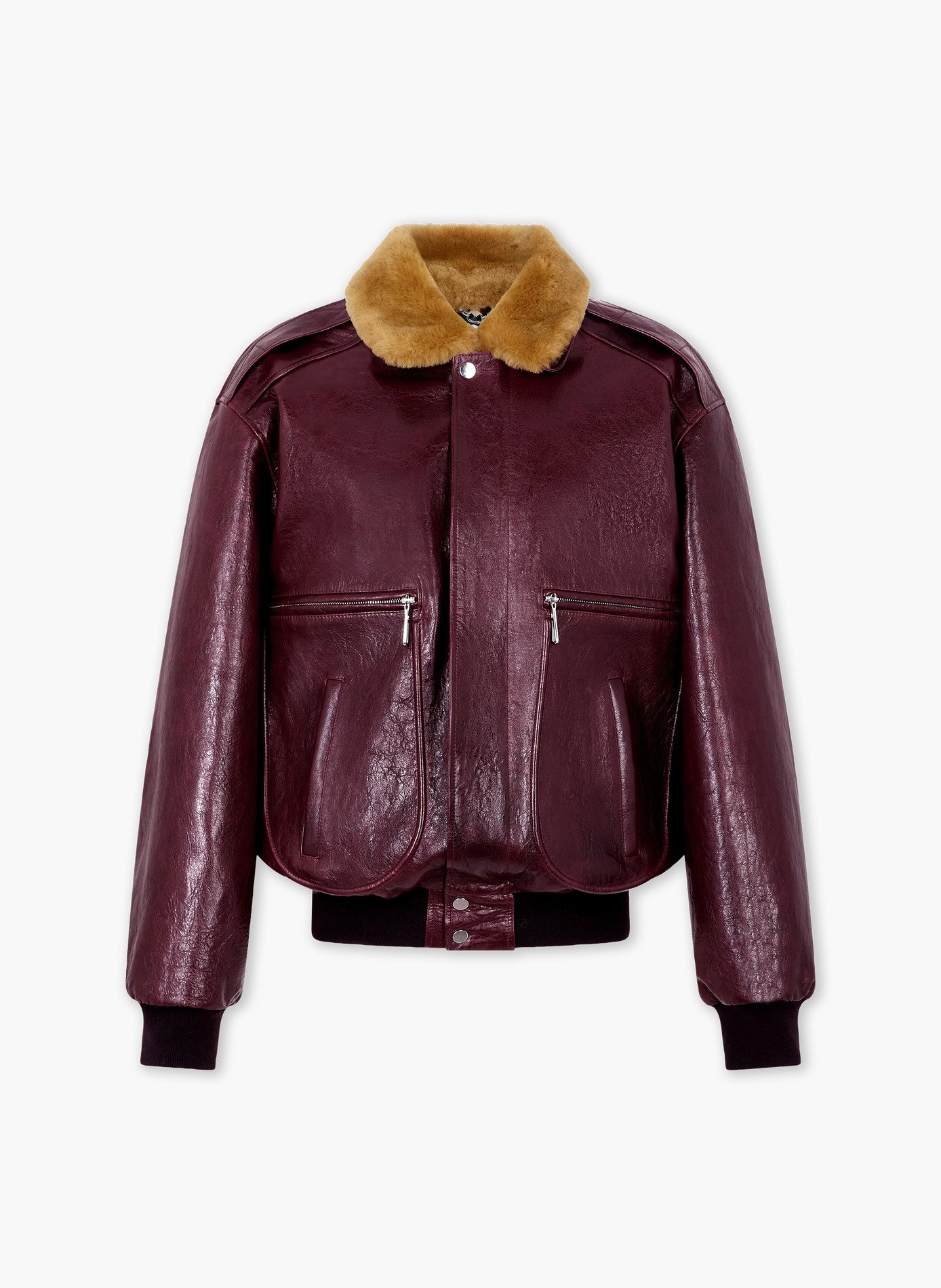 Veste bomber en cuir texturé RABANNE Rouge
