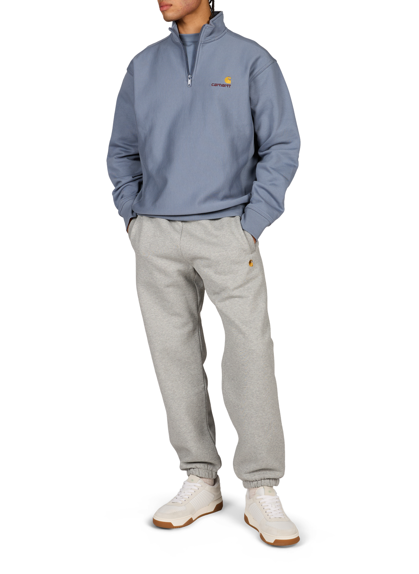 Sweatshirt col zippé en coton mélangé CARHARTT WIP Bleu