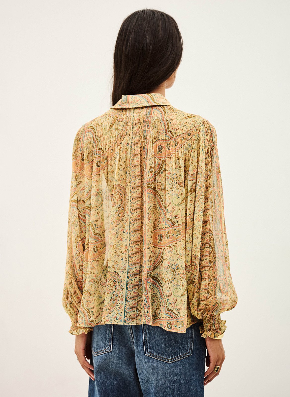 Chemise fluide boutonnée imprimée cleo BA&SH Jaune