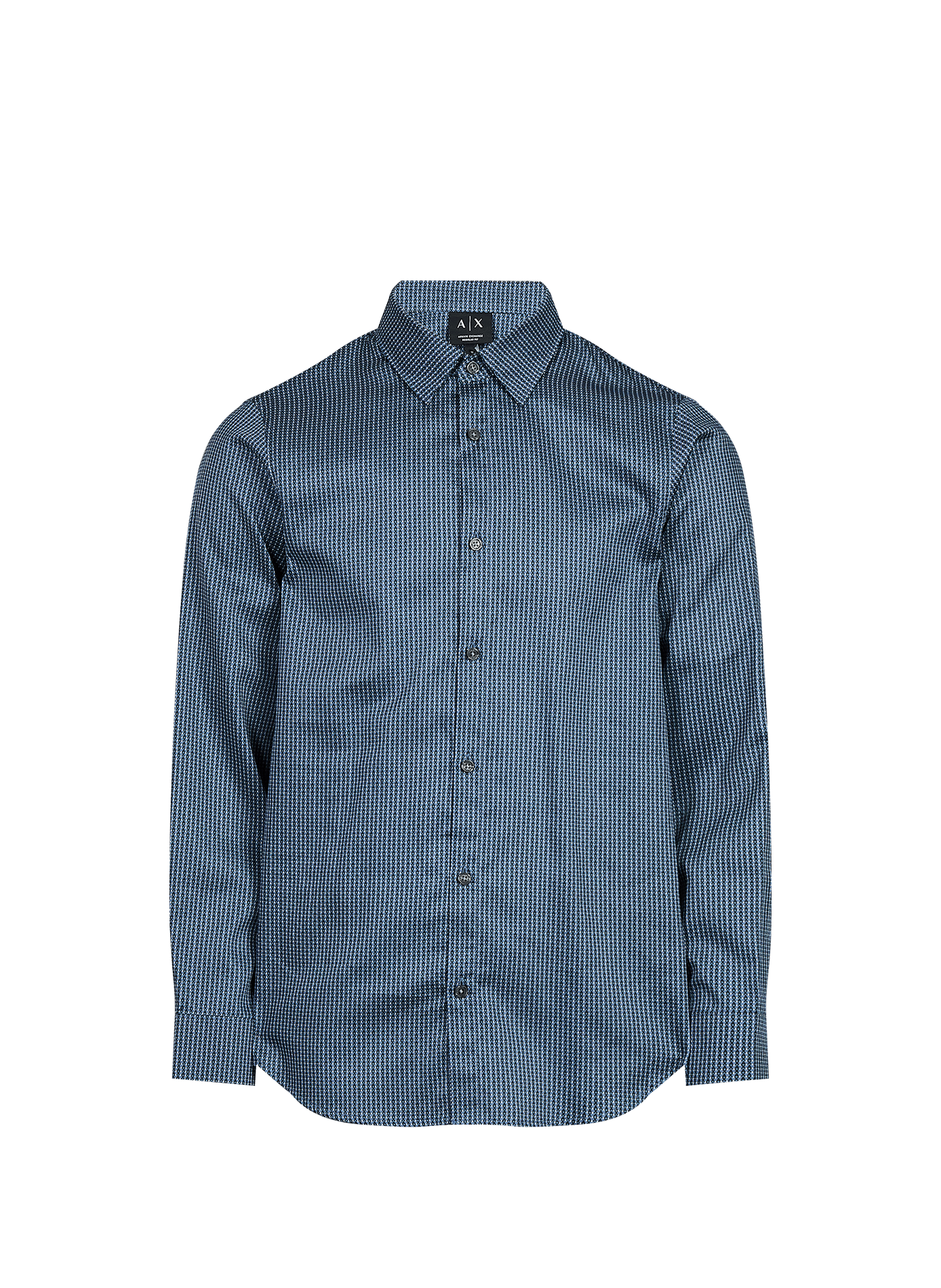 Gerade geschnittenes Hemd mit Baumwollmuster ARMANI EXCHANGE Blau