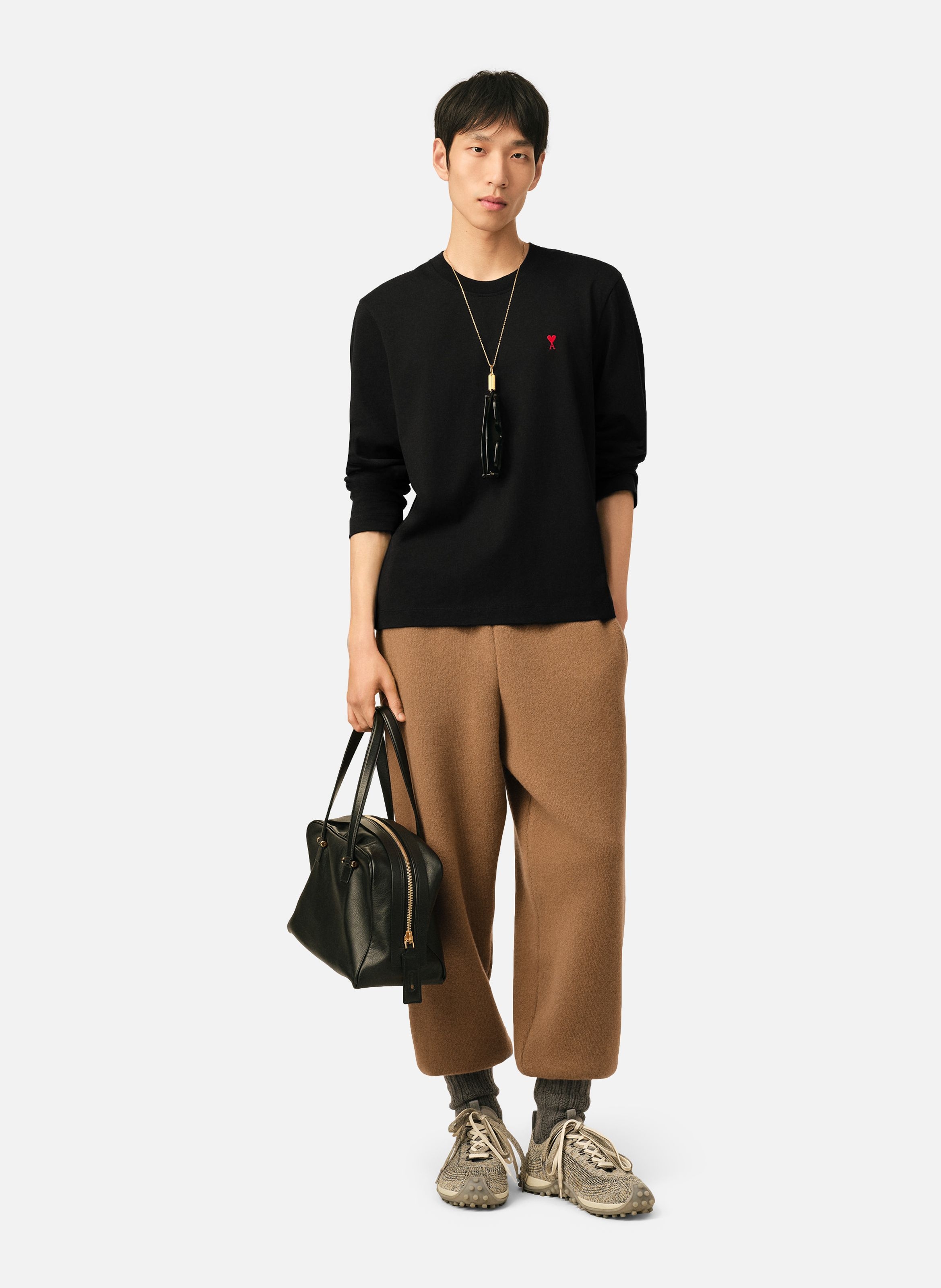 T-shirt manches longues ami de coeur rouge unisexe AMI PARIS Noir
