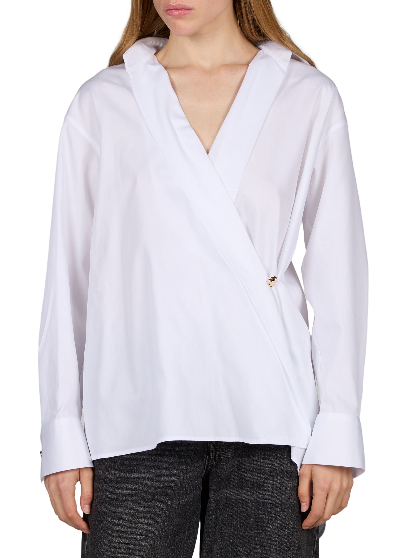 Solid straight cotton shirt MARGAUX LONNBERG White