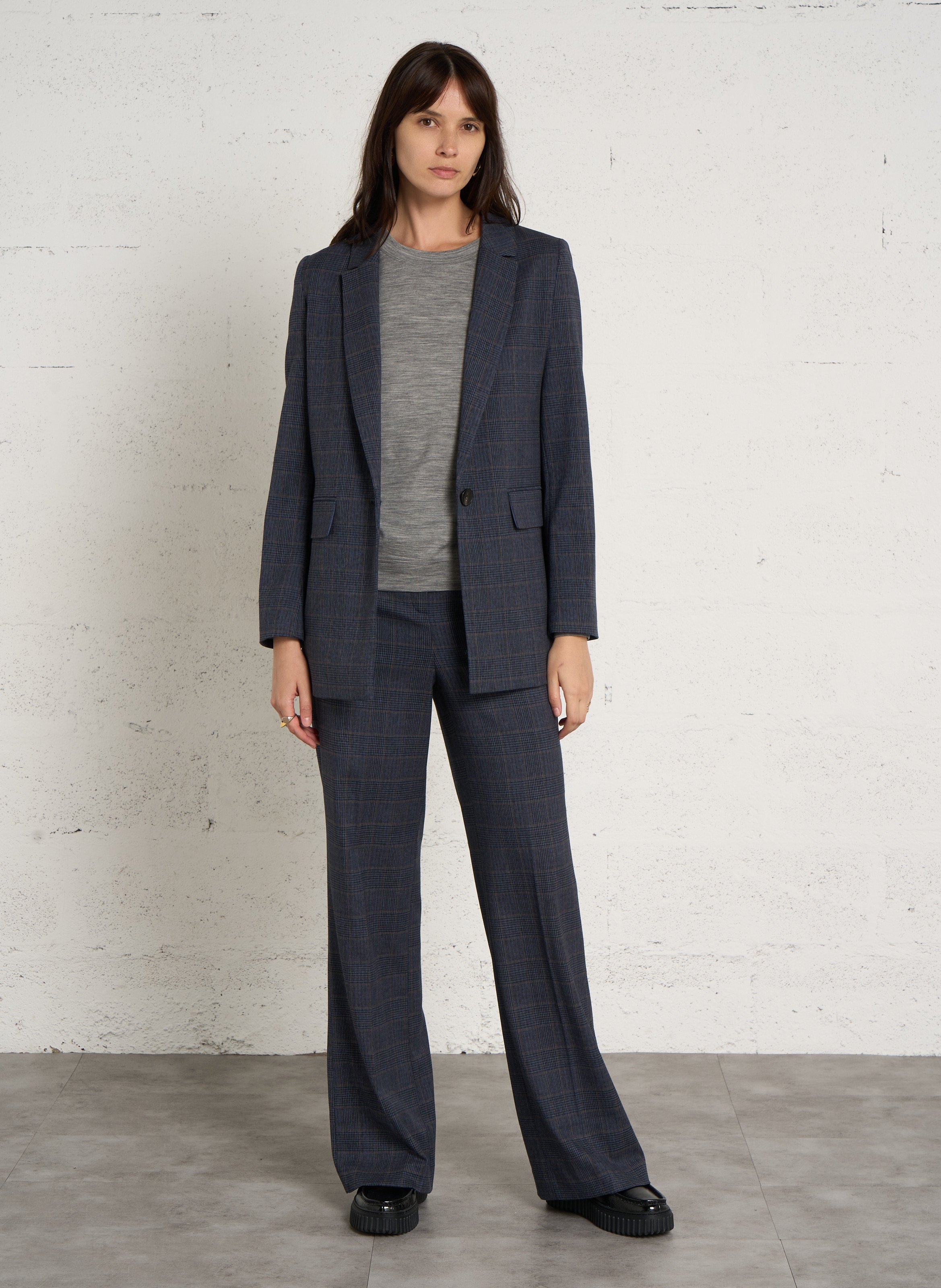 Pantalon à pinces droit à carreaux layla MAISON 123 Gris
