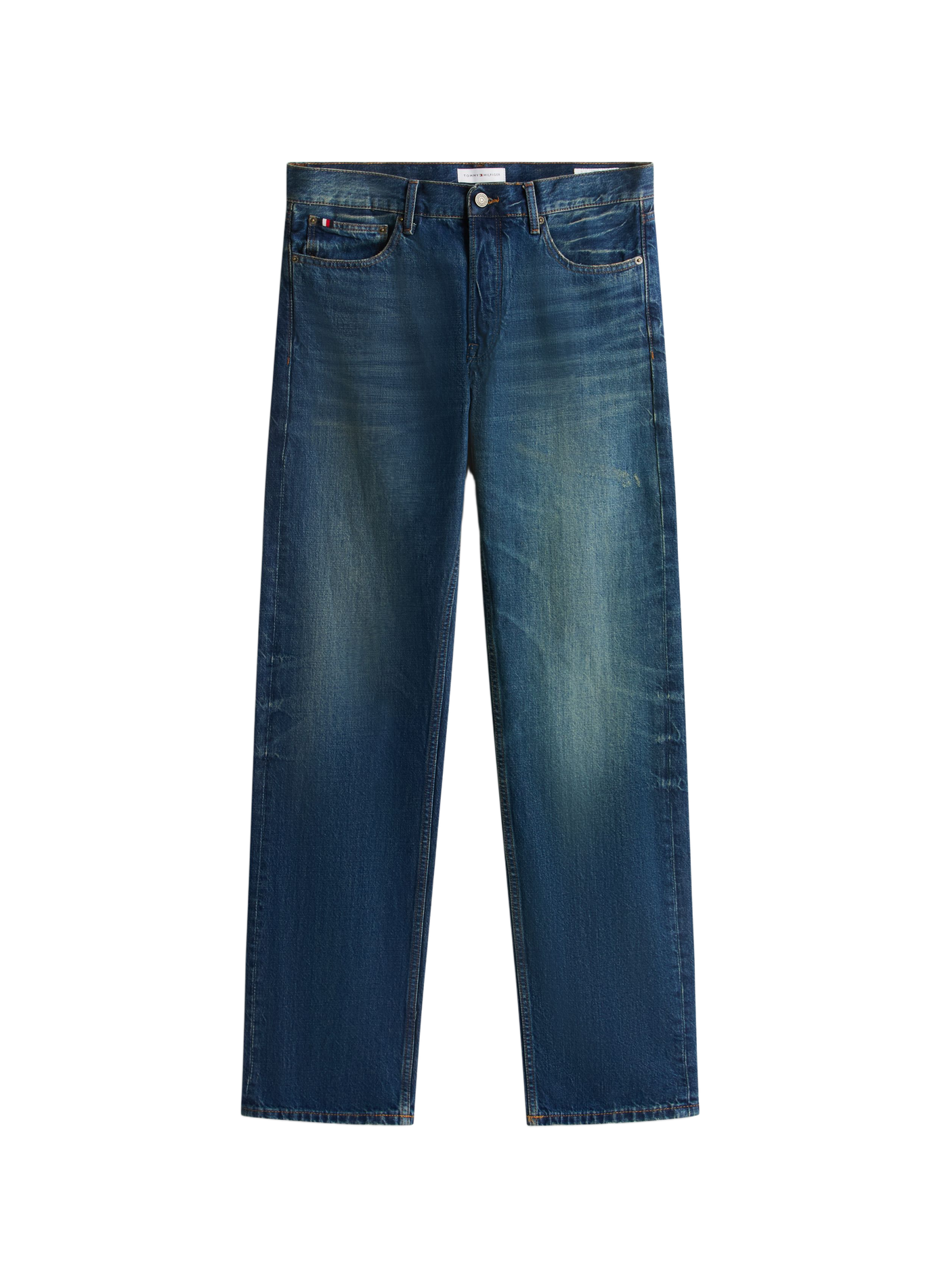 Einfarbige Straight-Fit-Jeans mit mittelhohem Bund TOMMY HILFIGER Blau