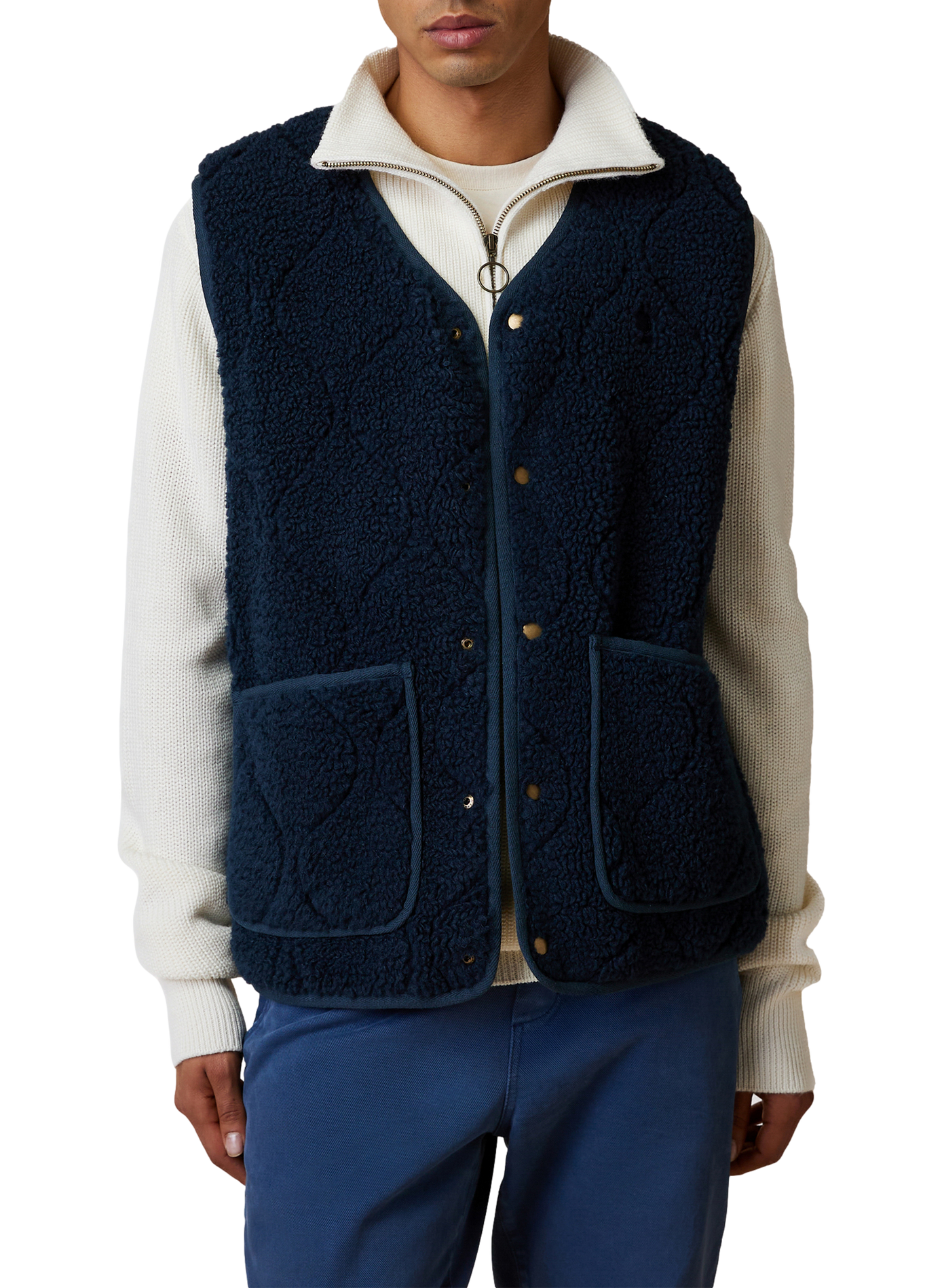 Reversible sleeveless jacket in cotton blend FAGUO Blue