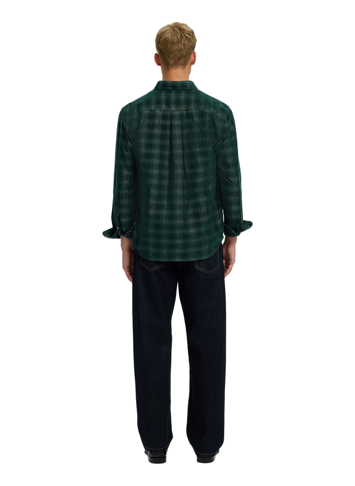 Camicia a quadri con colletto classico in cotone SELECTED Verde
