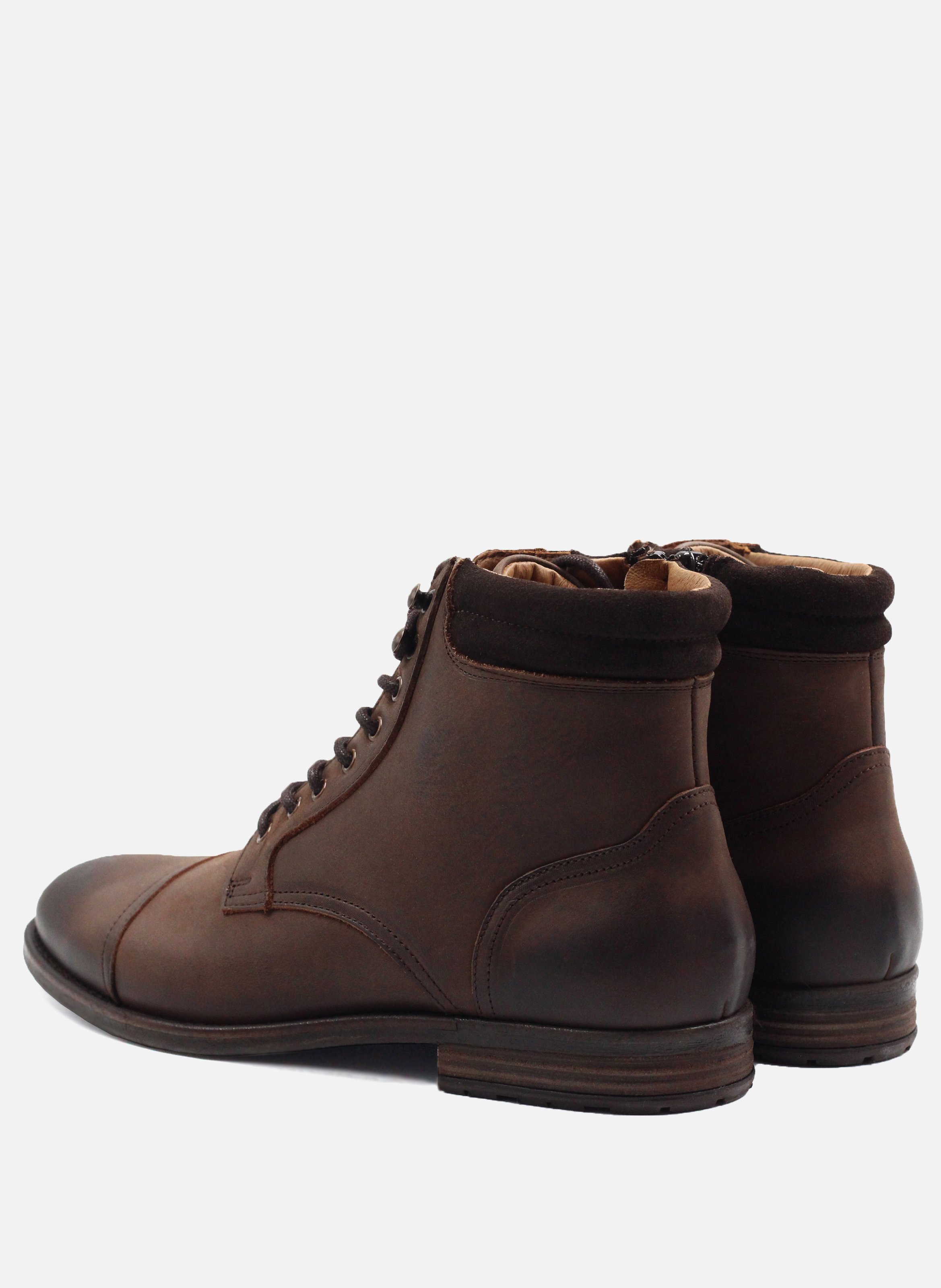 Rangers boots à col cuir nubuck cognac Marron