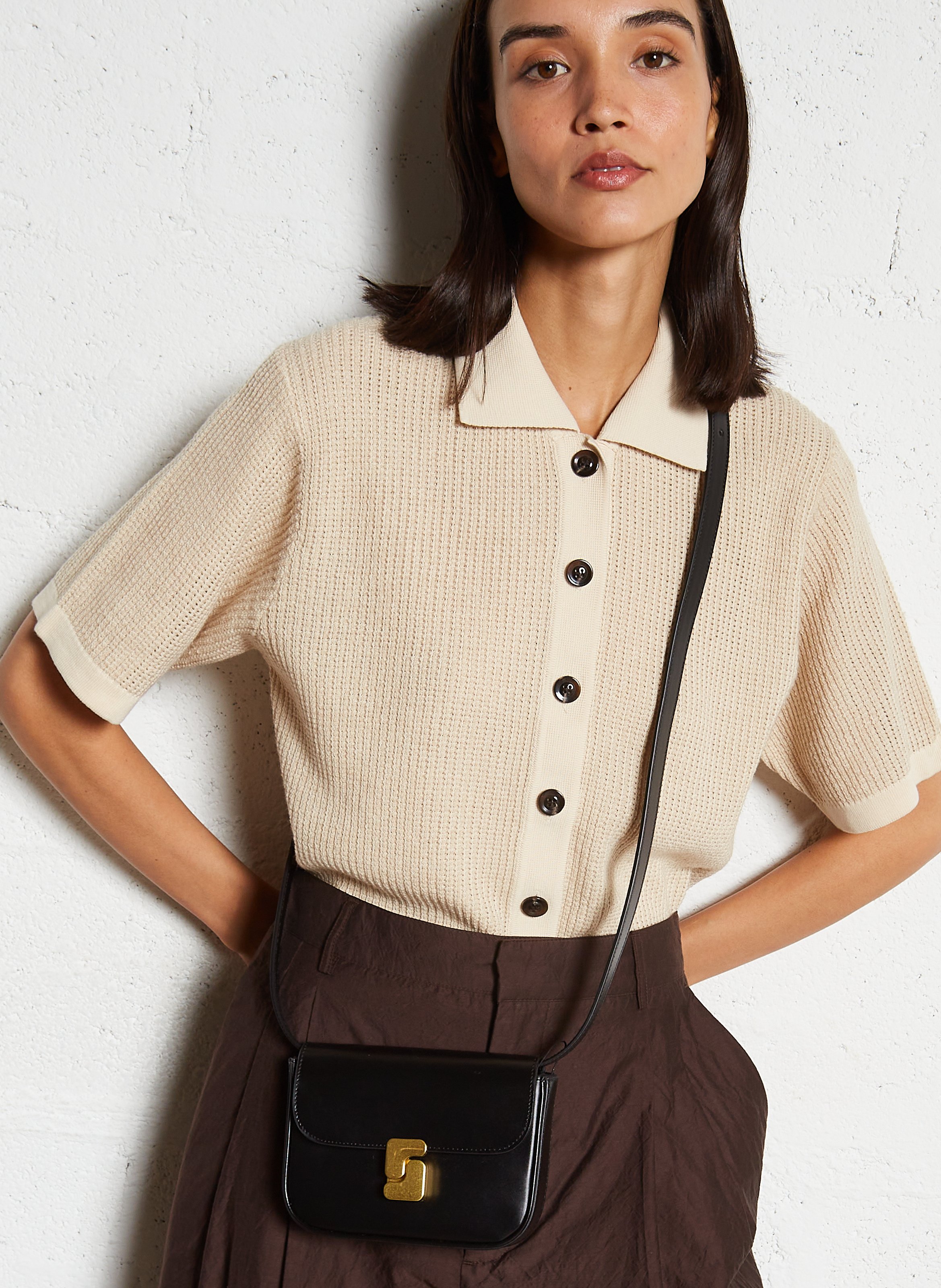 Sac bandoulière en cuir bell SOEUR Noir