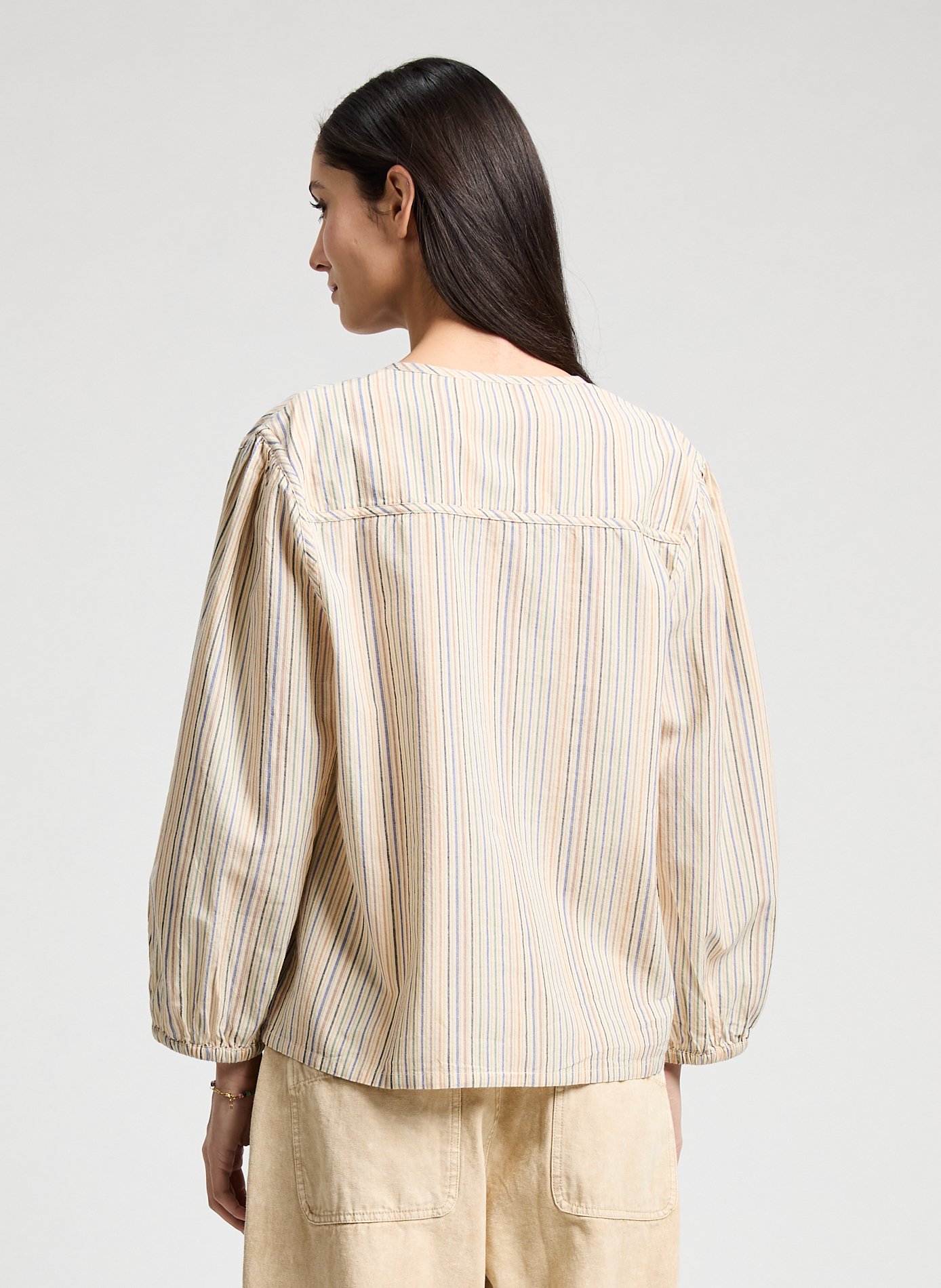 Striped straight cotton blouse LEON & HARPER Multicolour