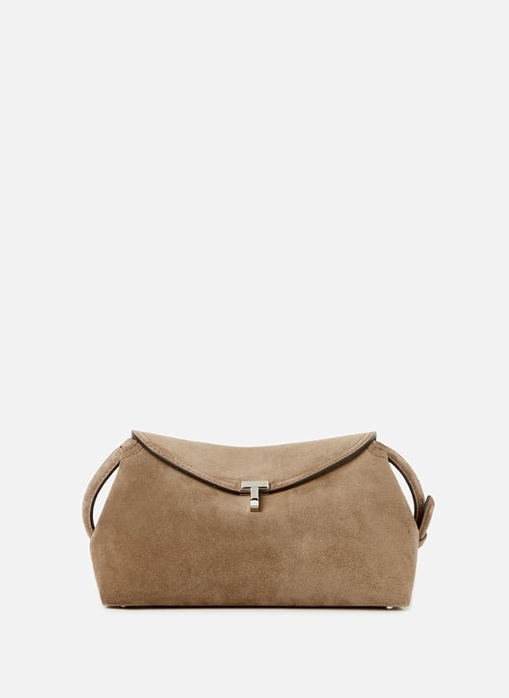 Sac à main en cuir suédé T-Lock Marron by TOTEME TOTEME Sac à main en cuir suédé T-Lock Marron