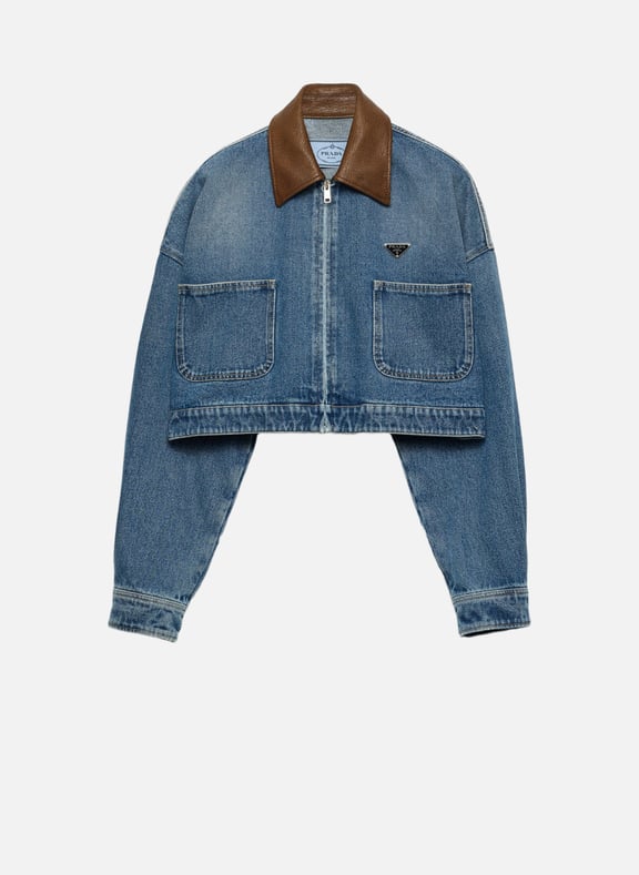 Blouson court en denim Bleu by PRADA PRADA Blouson court en denim Bleu