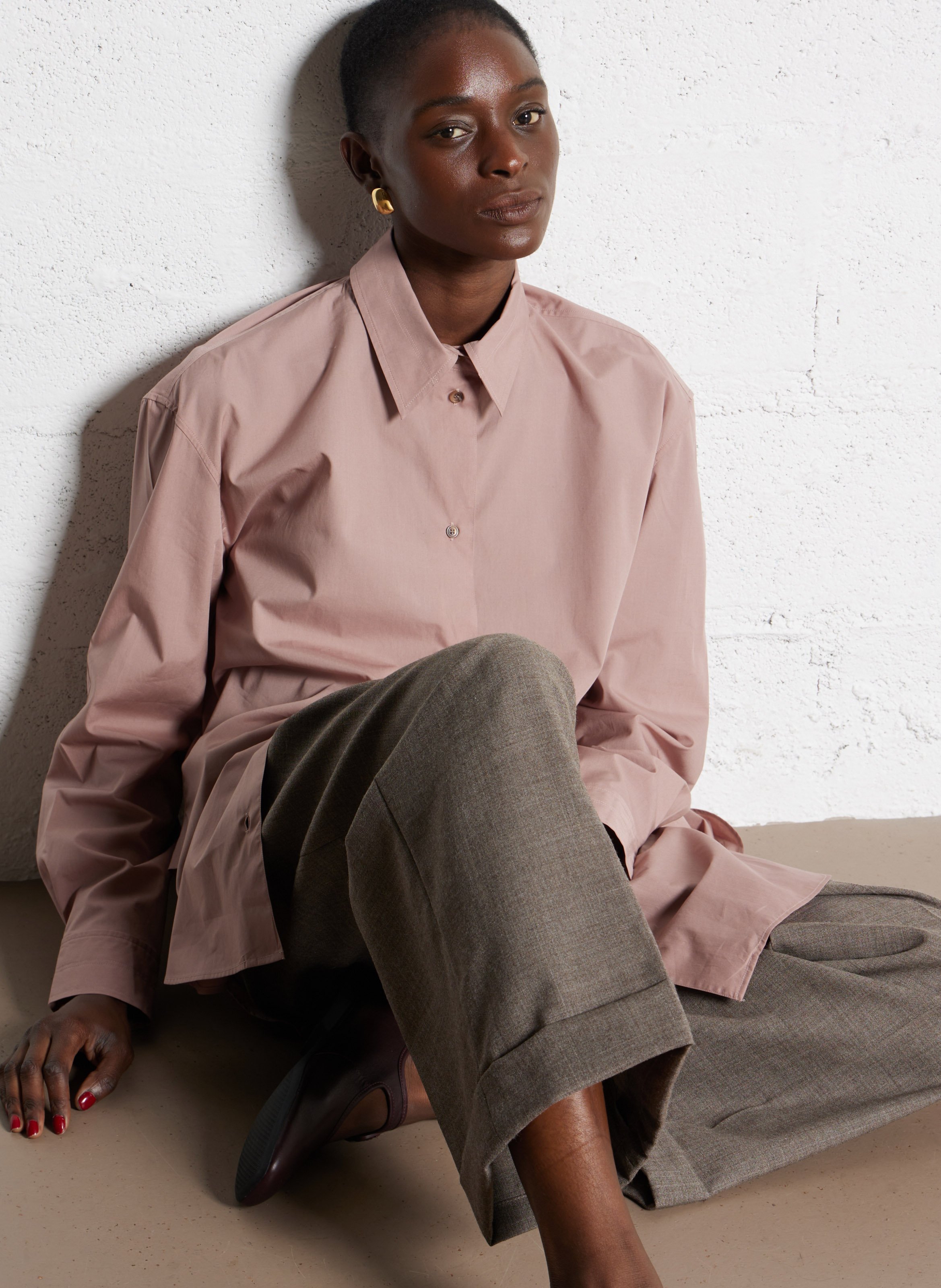 Chemise oversize en coton bio grenade SOEUR Rose