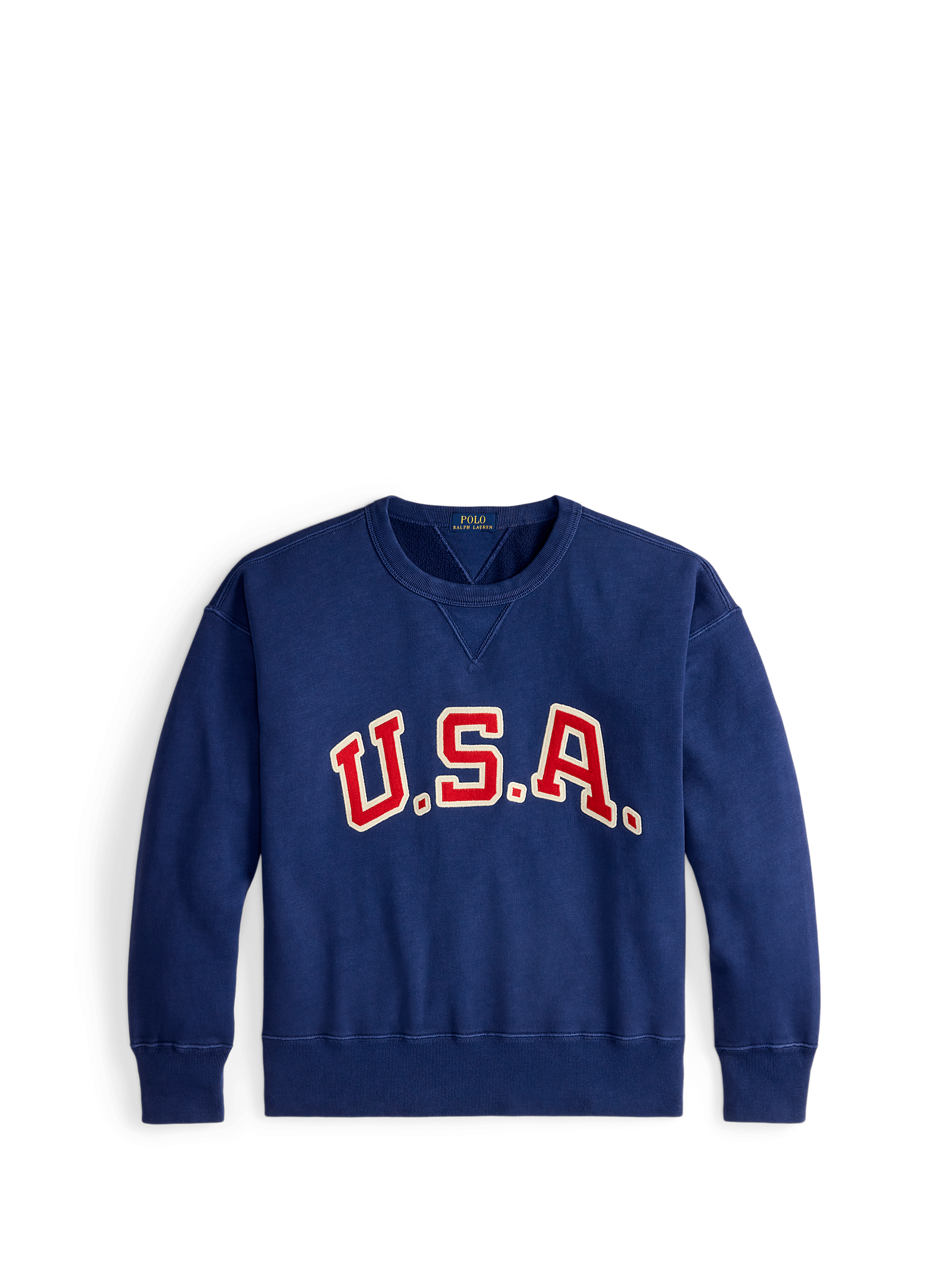 Oversized round neck sweater in blended cotton. POLO RALPH LAUREN Blue