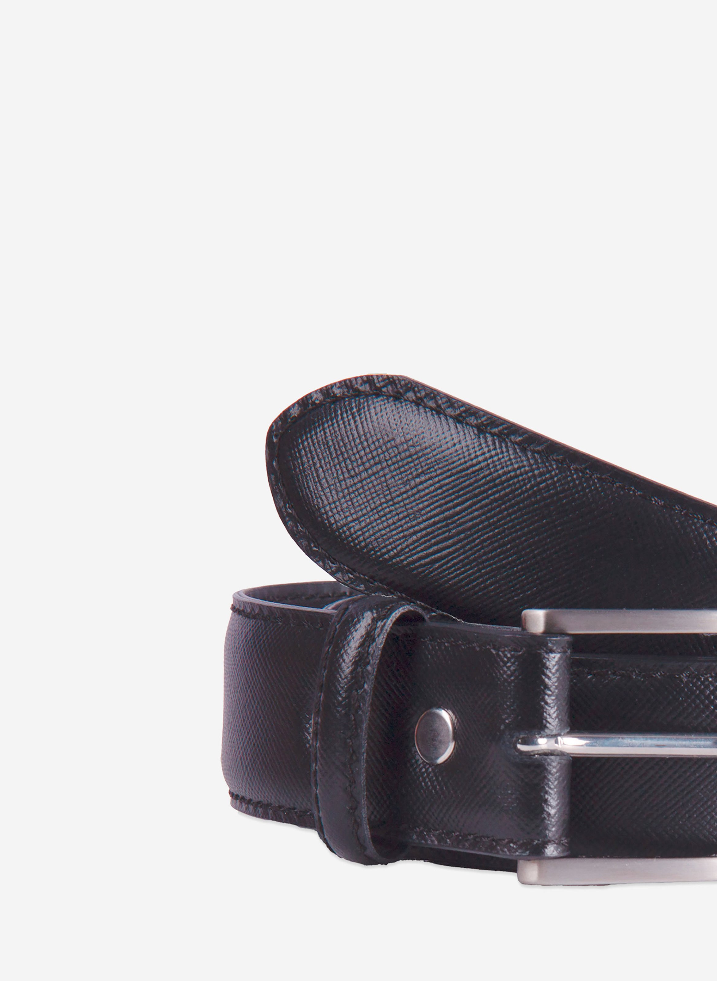 Ceinture classique cuir gravé JULES & JENN Noir