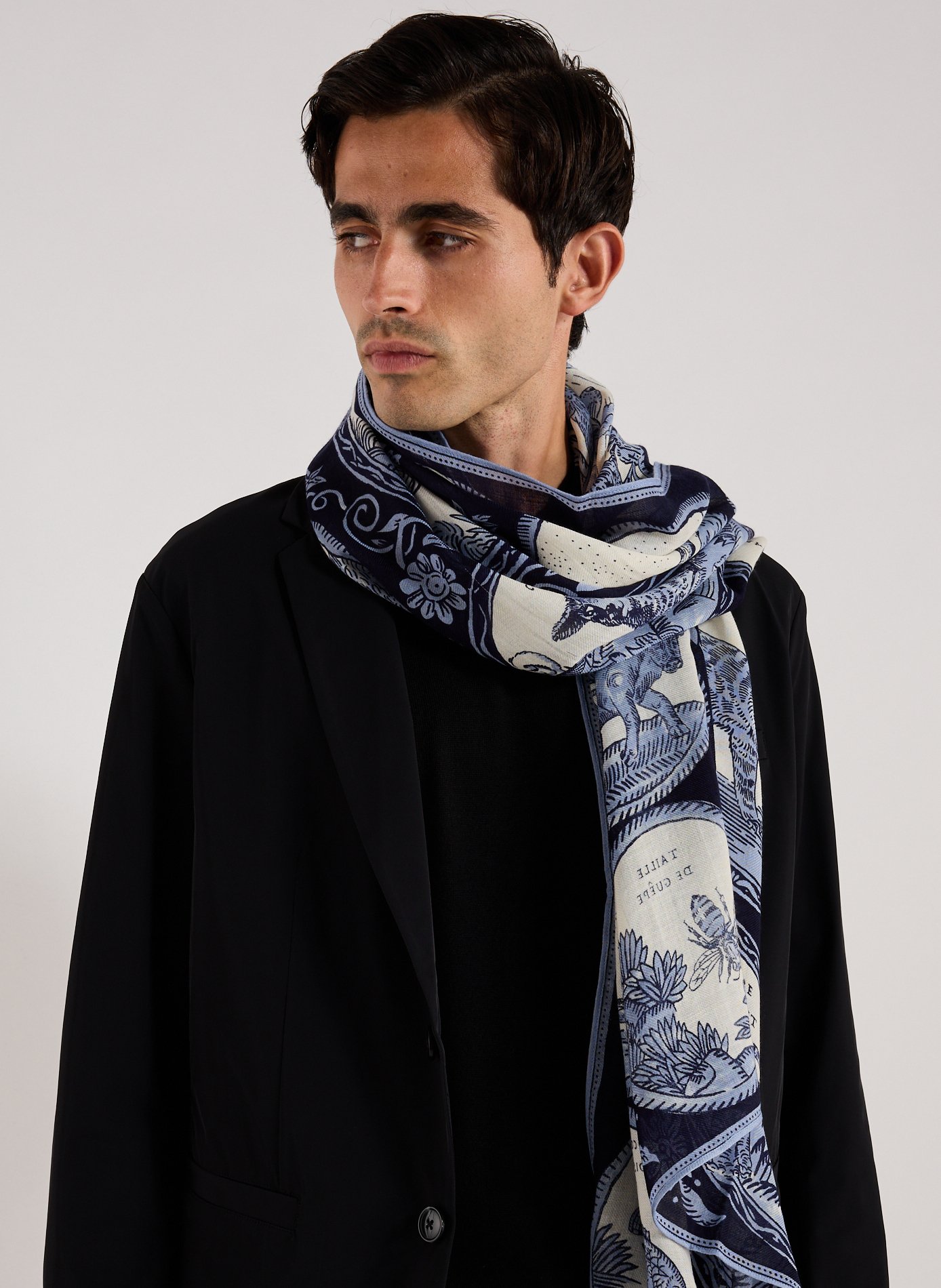 Foulard imprimé en laine INOUI EDITIONS Bleu