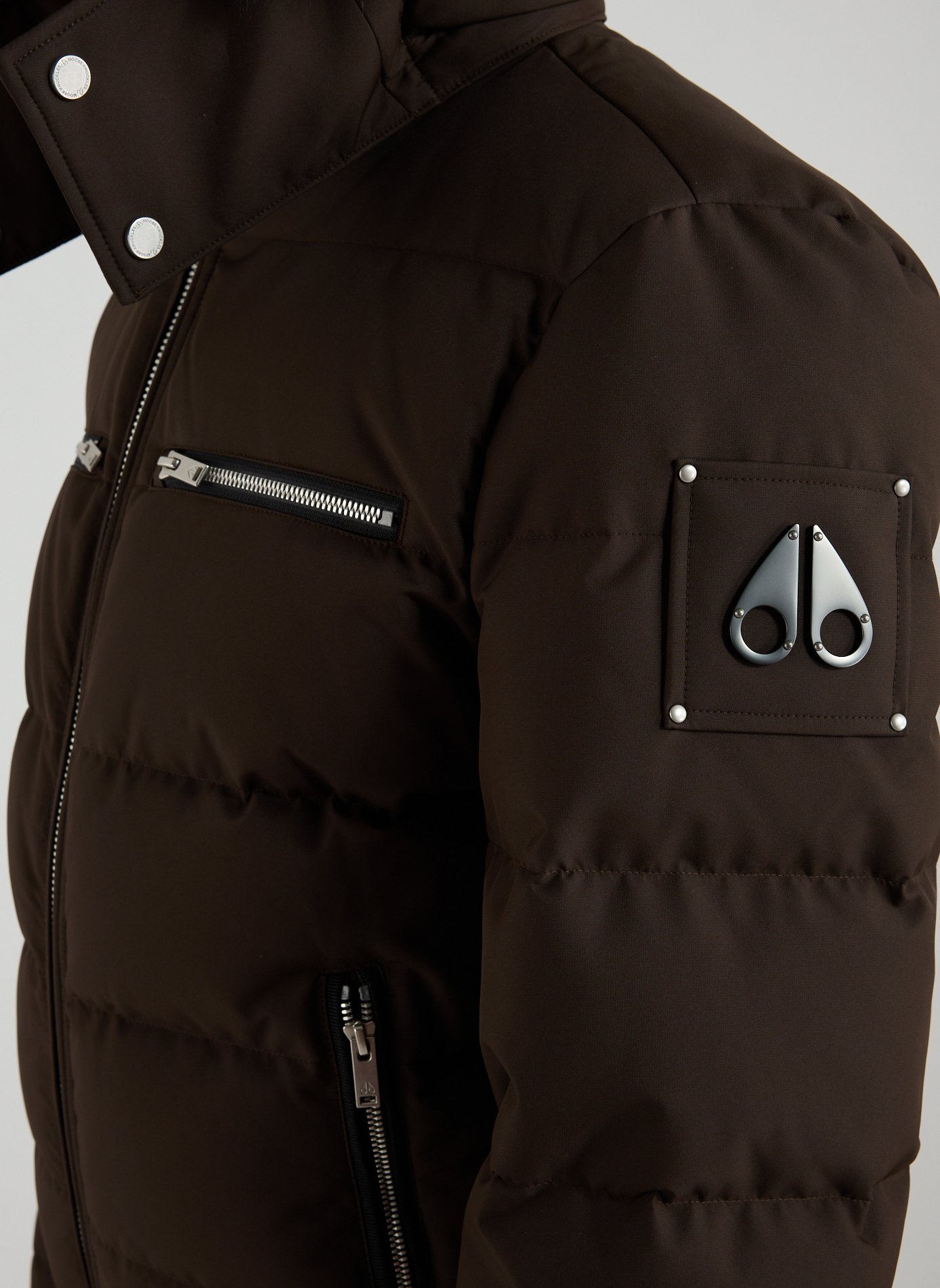 Quilted hooded puffer jacket MOOSE KNUCKLES Brown