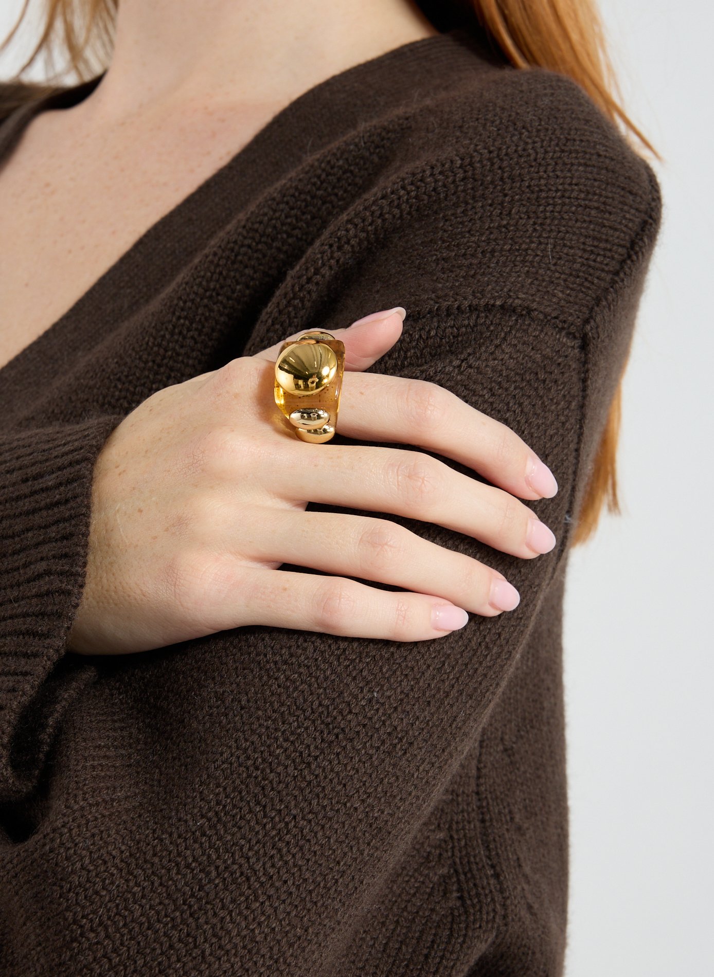 Bague carrée LA MANSO Marron