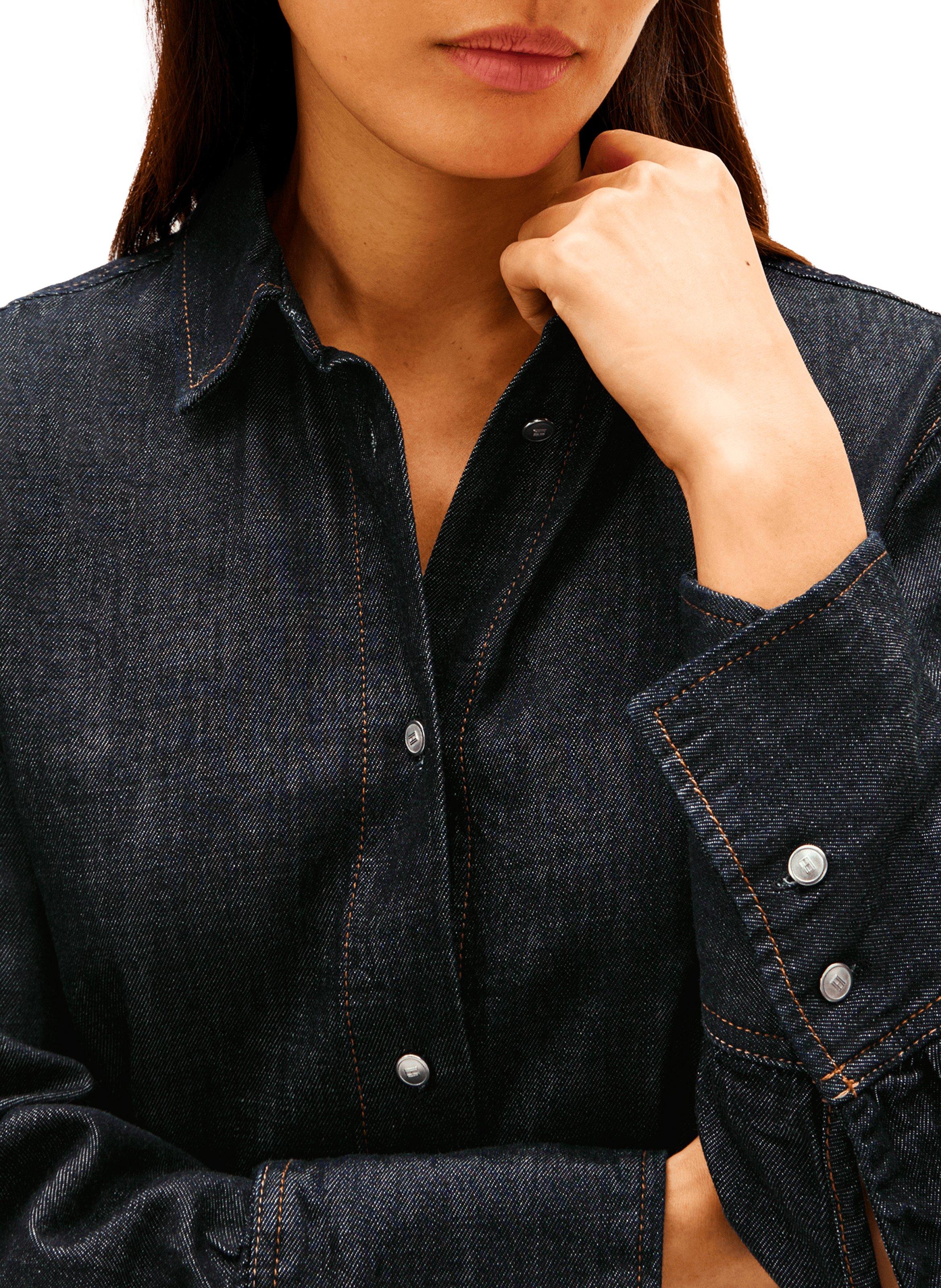 Chemise en denim de coton mélangé TOMMY HILFIGER Bleu