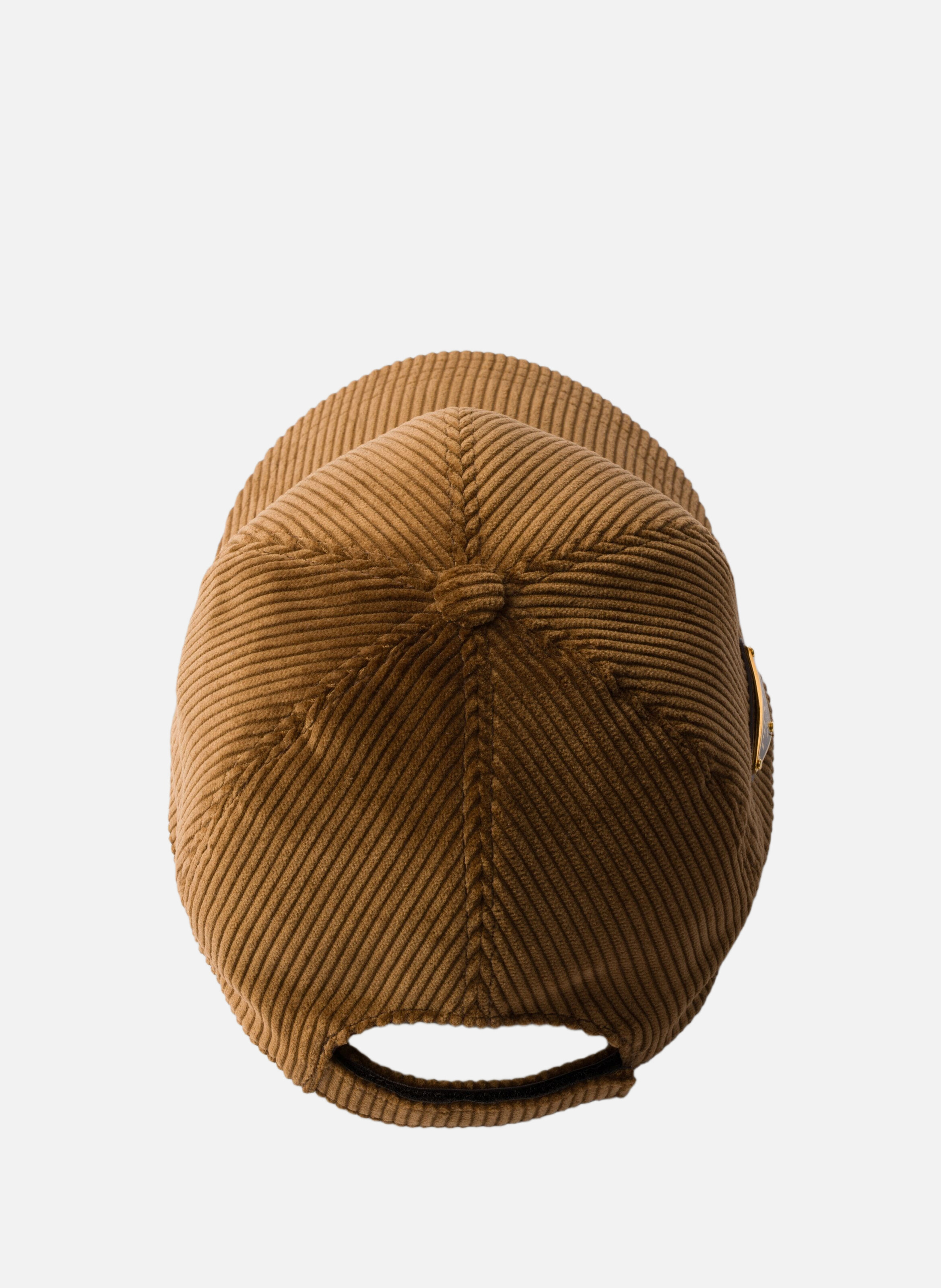 Casquette de base-ball en velours côtelé PRADA Marron