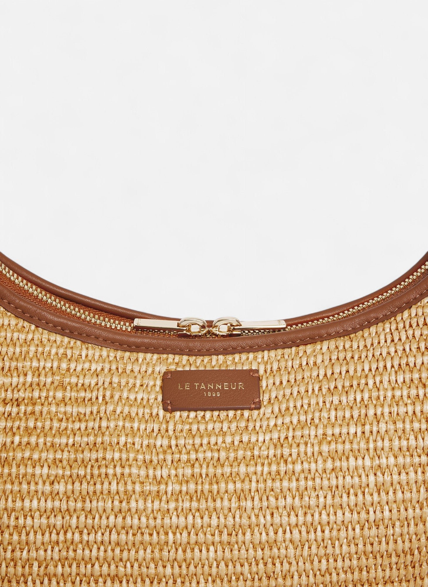 Petit sac hobo juliette effet raphia et cuir lisse LE TANNEUR Marron