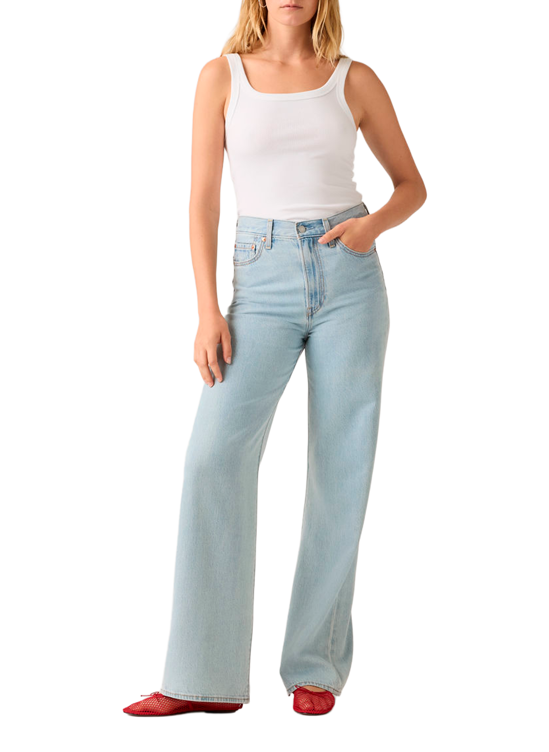Jean Ribcage Wide Leg en coton mélangé LEVI'S Bleu